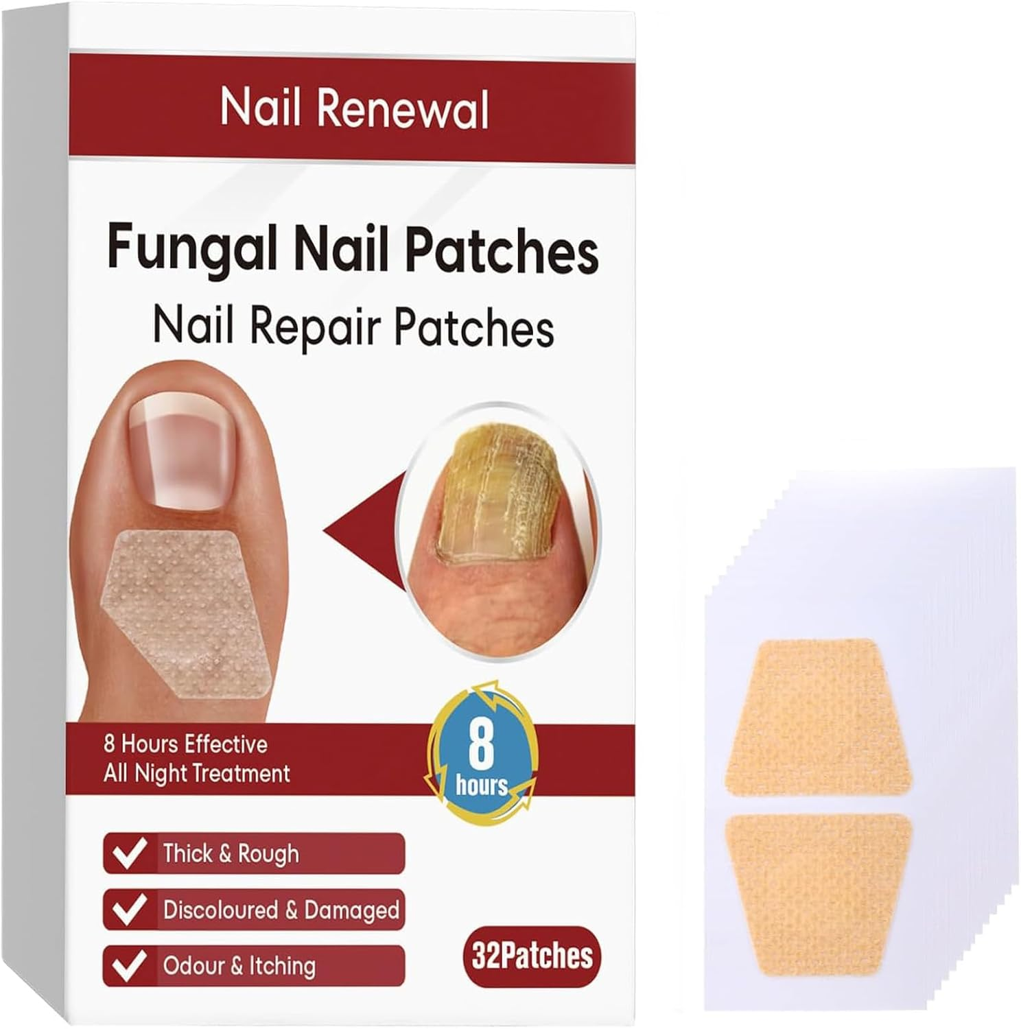 32PCS Fungal Nail Patches,Toe Nail Fungus Treatment, Nail Fungal Patches for Toenail,Nail Fungus Treatment,Yellow Toenail Patch for Fungi Nail,Nail Fungus Plasters, Active Nail Repair & Care image number 2