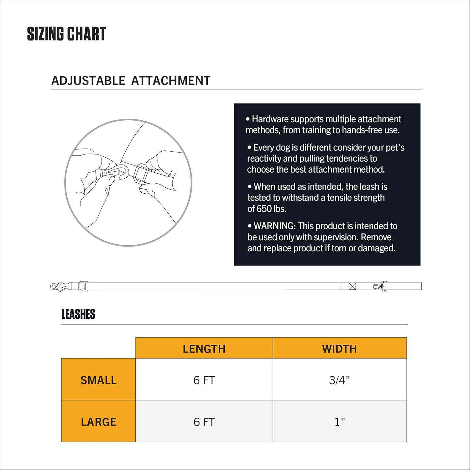 Carhartt Pet Durable Nylon Webbing Leashes for Dogs, Reflective Stitching for Visibility image number 3