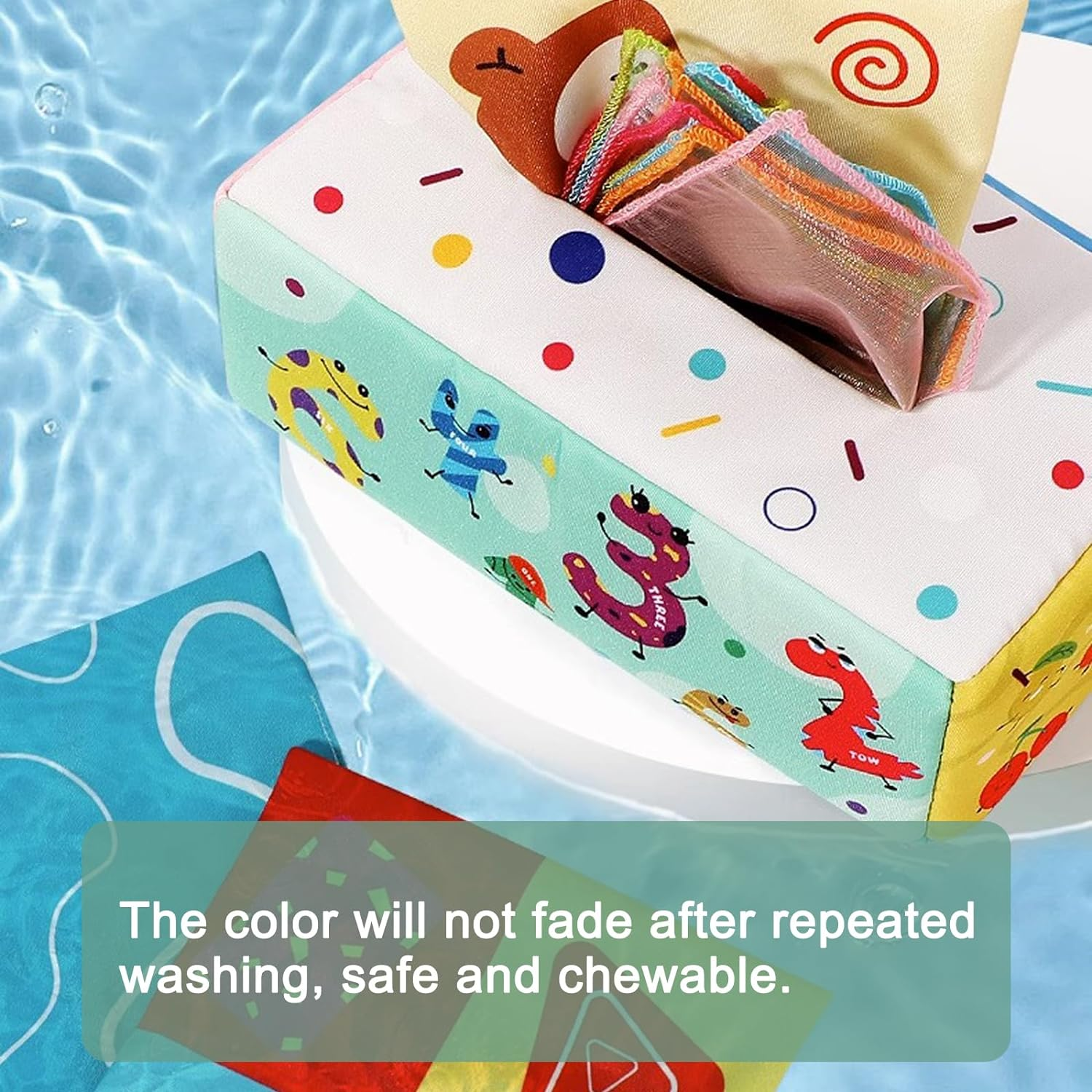 Baby Toys - Tissue Box Toy Montessori for Babies 0-12-18 Months, Sensory Baby Tissue Box Toys with Soft Crinkle Papers and Silk Scarves, Toddler Early Learning Toys Chrismas Birthday Gifts image number 2