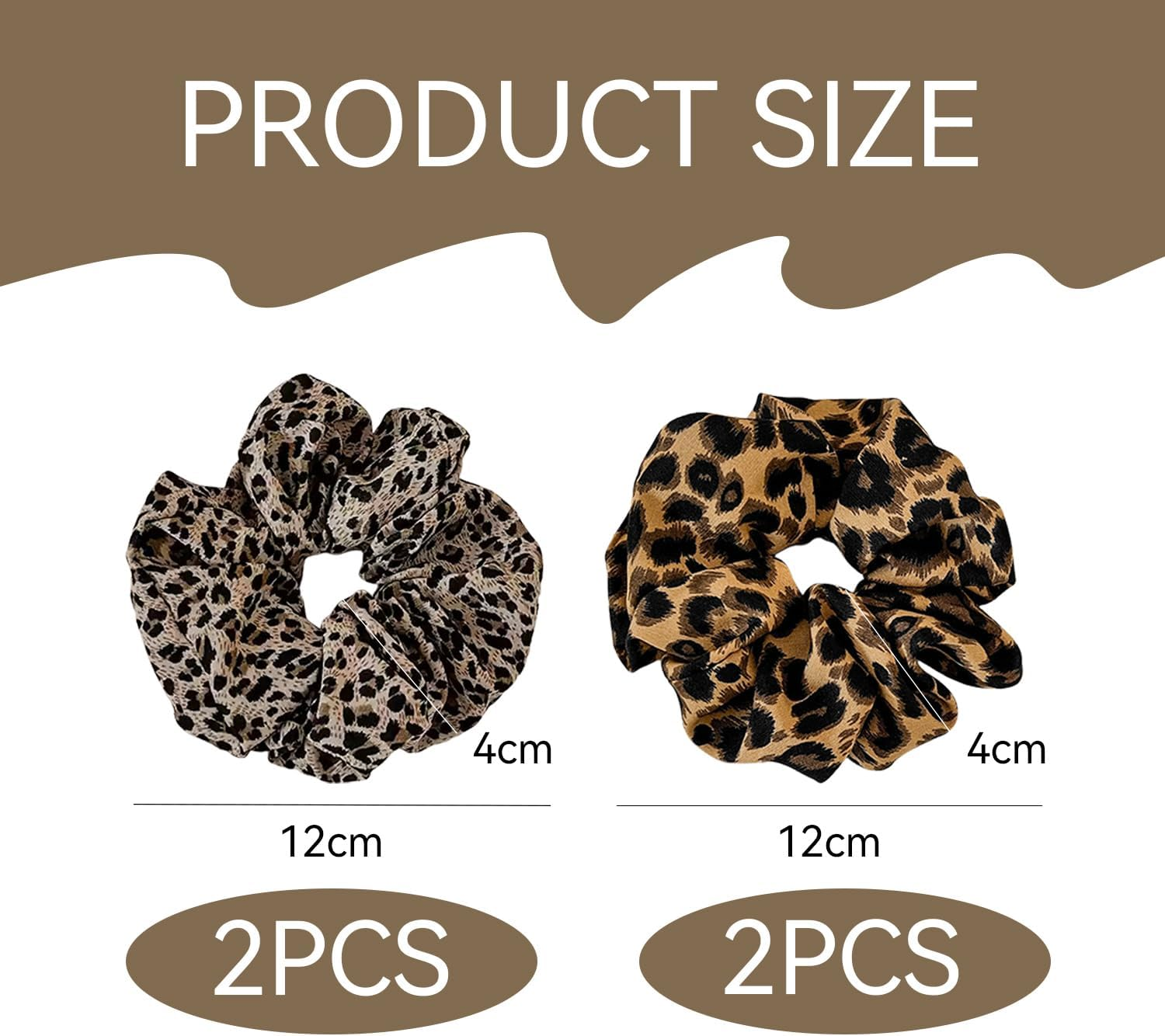 4 Leopard Print Hair Bands, Elastic Hair Bands, Highly Elastic Hair Band, Suitable for Thick Hair, Fashionable Hair Accessories. image number 4