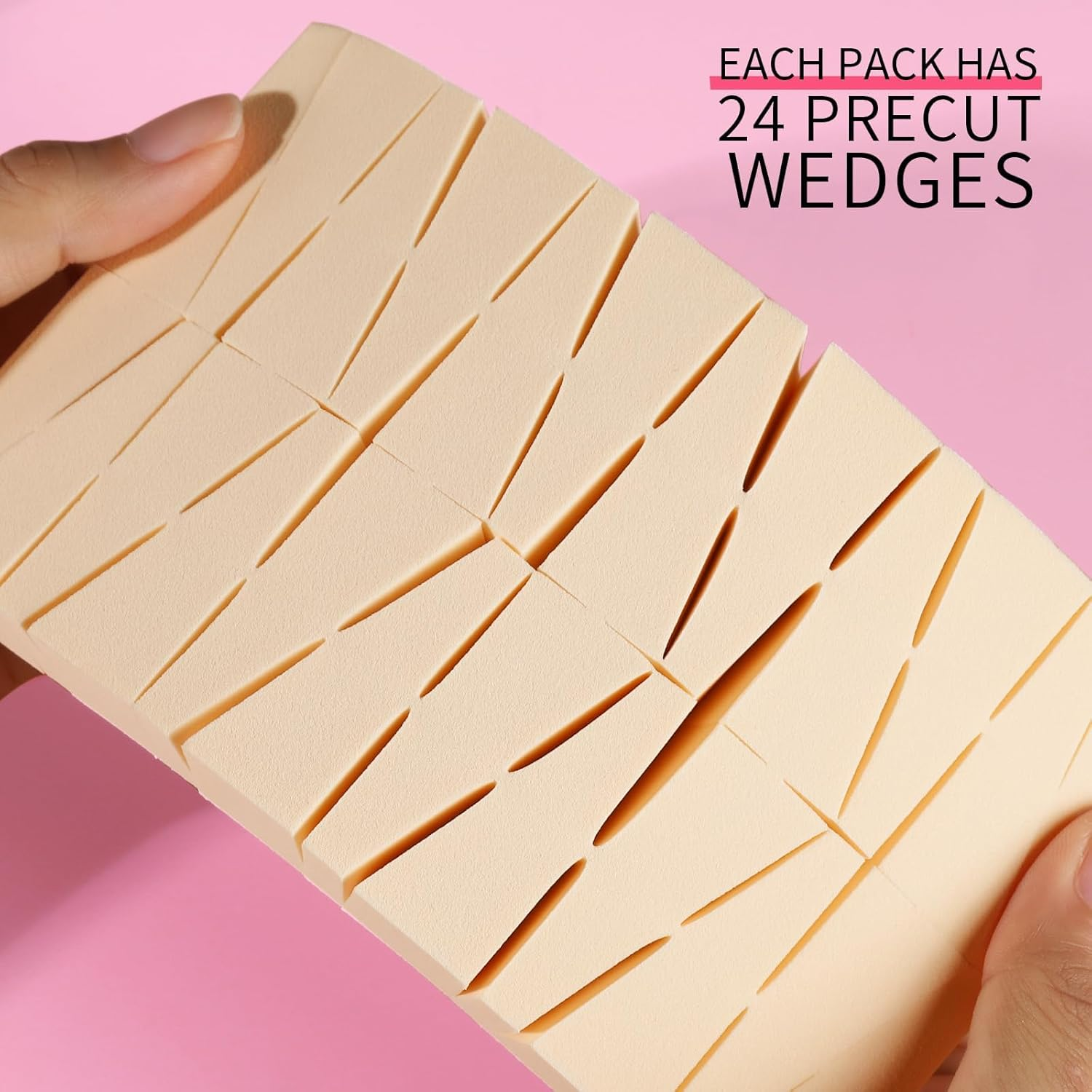 PAOFUFUI 48 Pieces Makeup Sponge Blender for Face Curve Blending, Latex Free, Wedge Shaped Smooth Apply Beauty Sponge Puff for Liquid Cream Foundation Loose Setting Powder Makeup Sponge Blender (Pink Skin) image number 1