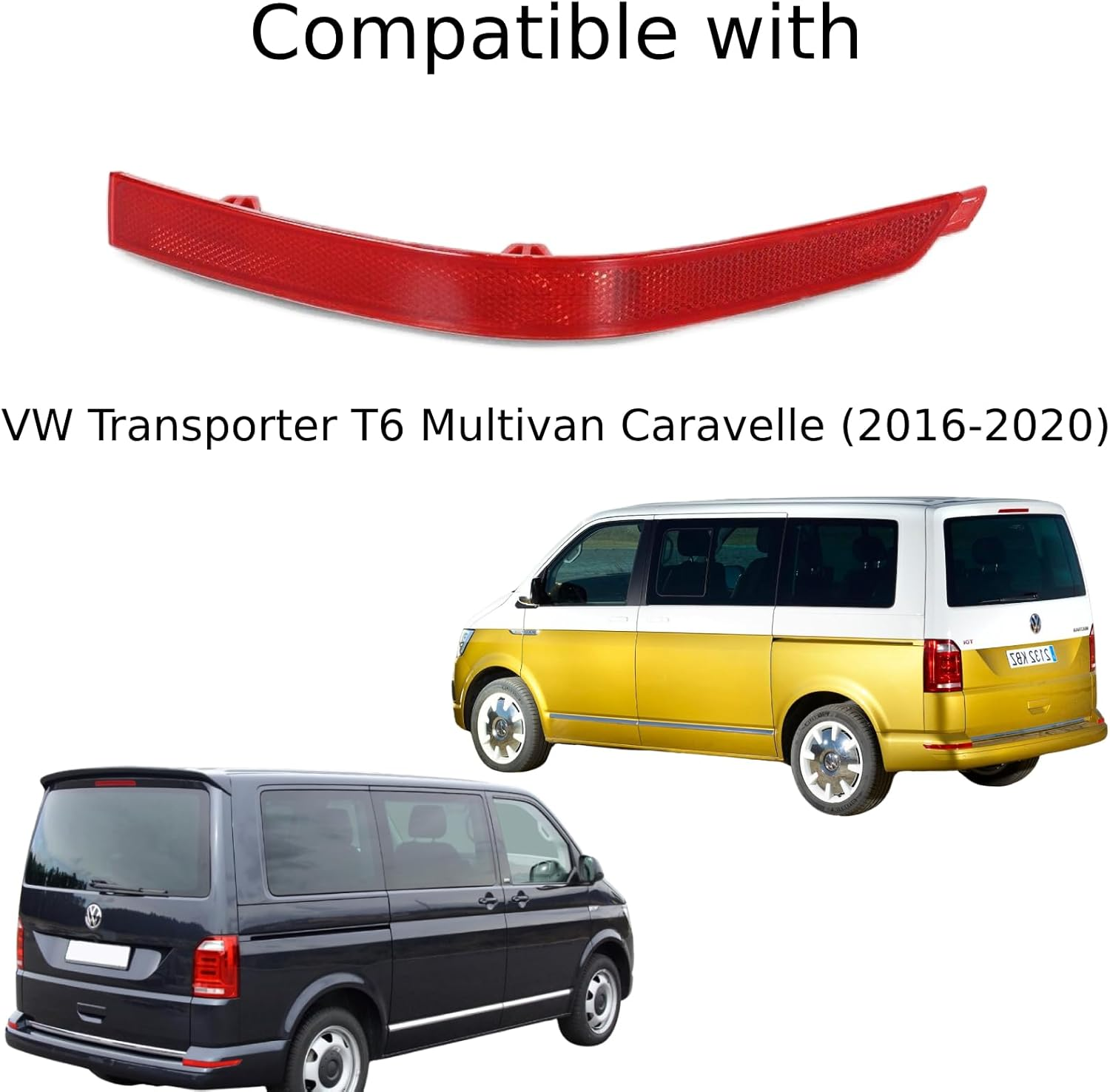 Twowinds Bumper Reflector, Cat Eye Reflector, Red Reflector for Rear Bumper, Right Side Compatible with VW Transporter T6 Multivan Caravelle (2016-2020) 7E0945106D image number 4