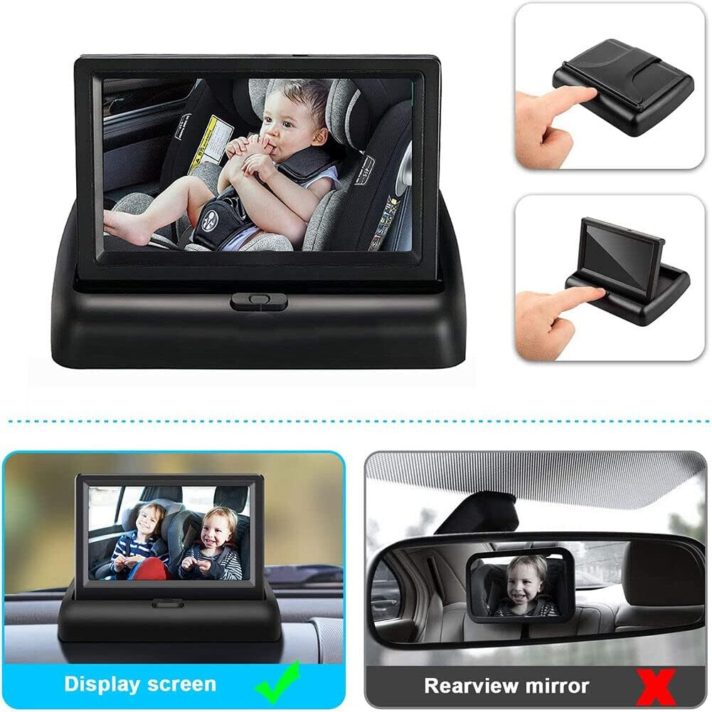 Tootoo LED Night Vision Car Seat Camera Baby Monitor W/ 4.3 Inch Folding Display Screen image number 6