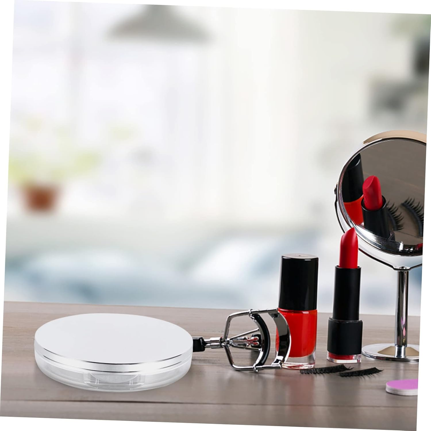 Minkissy Makeup Powder Puff 2Pcs Powder Compact Container, Plastic Empty Makeup Loose Powder Case with Puff and Elasticated Net Sifter Cushion Puff image number 1