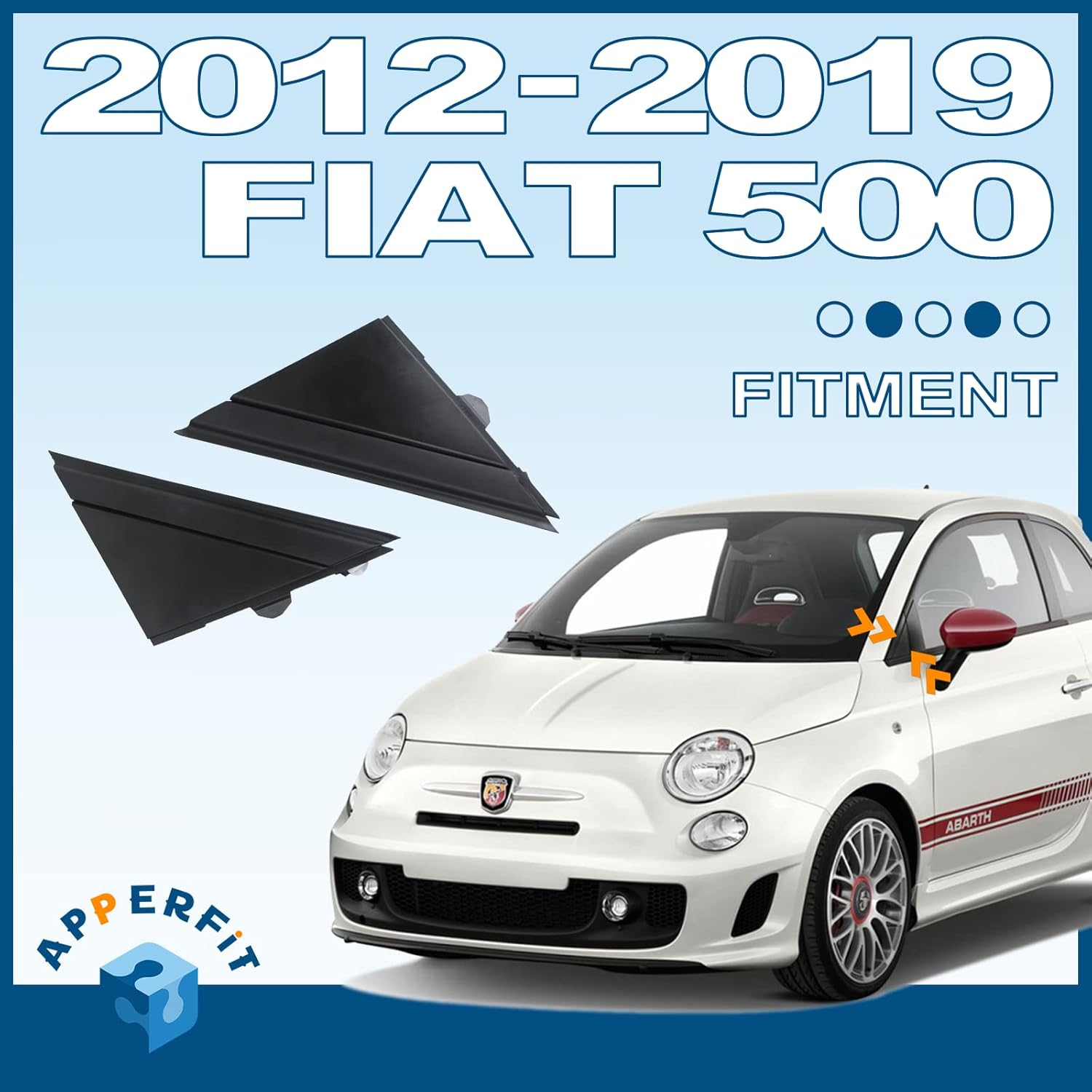 Apperfit Fiat 500 Door Mirror Flag Cover Molding (Matte Black) Left Driver & Right Passenger Side Compatible with 2012-2019 Fiat 500 Replaces 1SJ85KX7AA 1SD00KX7AA image number 5