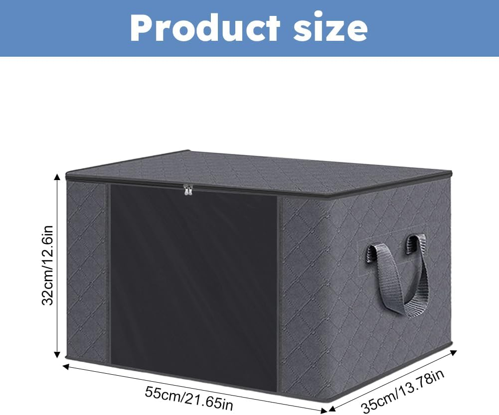 6 Pack Clothes Storage, Foldable Thik Fabric Blanket Storage Bags with Lids and Handle, Storage Containers for Organizing Clothing, Comforter, Organization and Storage image number 6