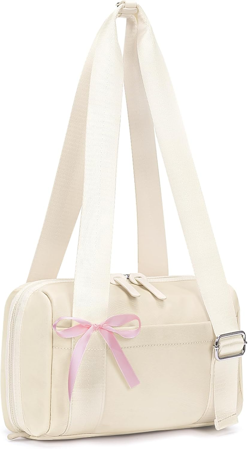 ANKICK Mini Gym Bag Small Duffle Bags Tote for Women Pink Workout Bag Lightweight for Weekender Travel Sports Yoga Fitness, Beige, 10.63 X 8.66 X 2.76 Inches, Sport