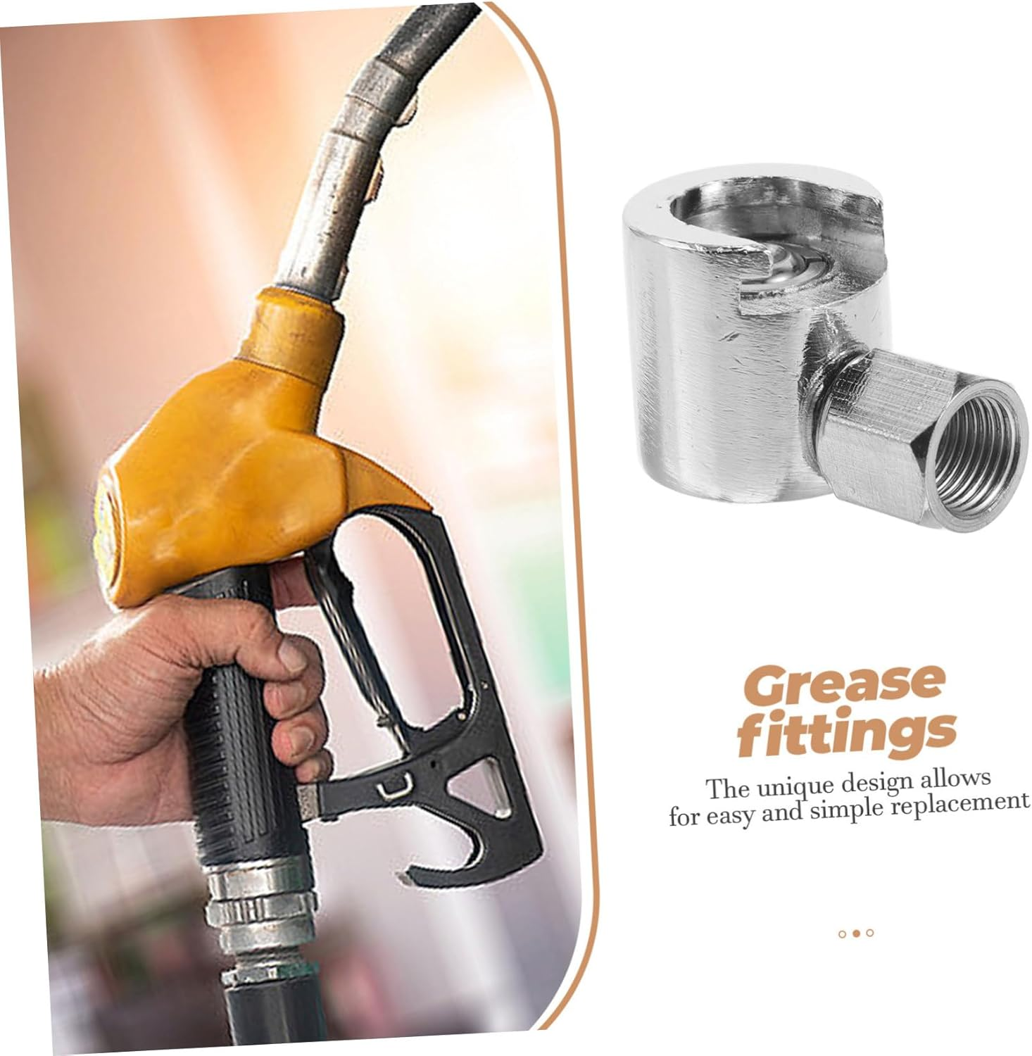 TINEASUR Flat Button Oil Gun Head Grease Coupler Adapter Replacement Button Head Grease Fitting for Hydraulic Automotive Lubrication image number 5