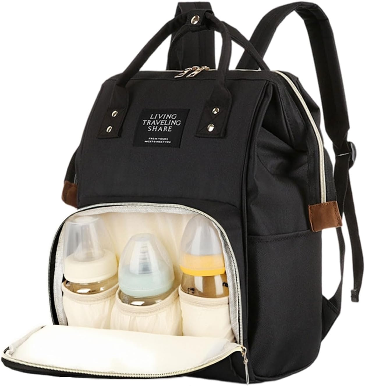 Fiohiros Nappy Bags for Baby - Waterproof Baby Bag for Mum with Insulated Pockets, Large Nappy Backpack & Stroller Straps, Hospital Bag Maternity Essentials