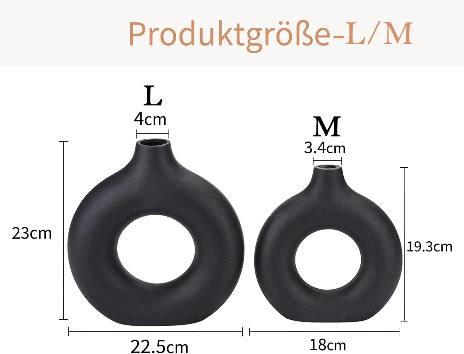 CEMABT Vases for Pampas Grass, 2Pc Creative Vase Modern Home Decor,Handmade Vase Black Ceramic Dried Flowers Crafts Ornaments for Office Home Deco Decoration image number 1