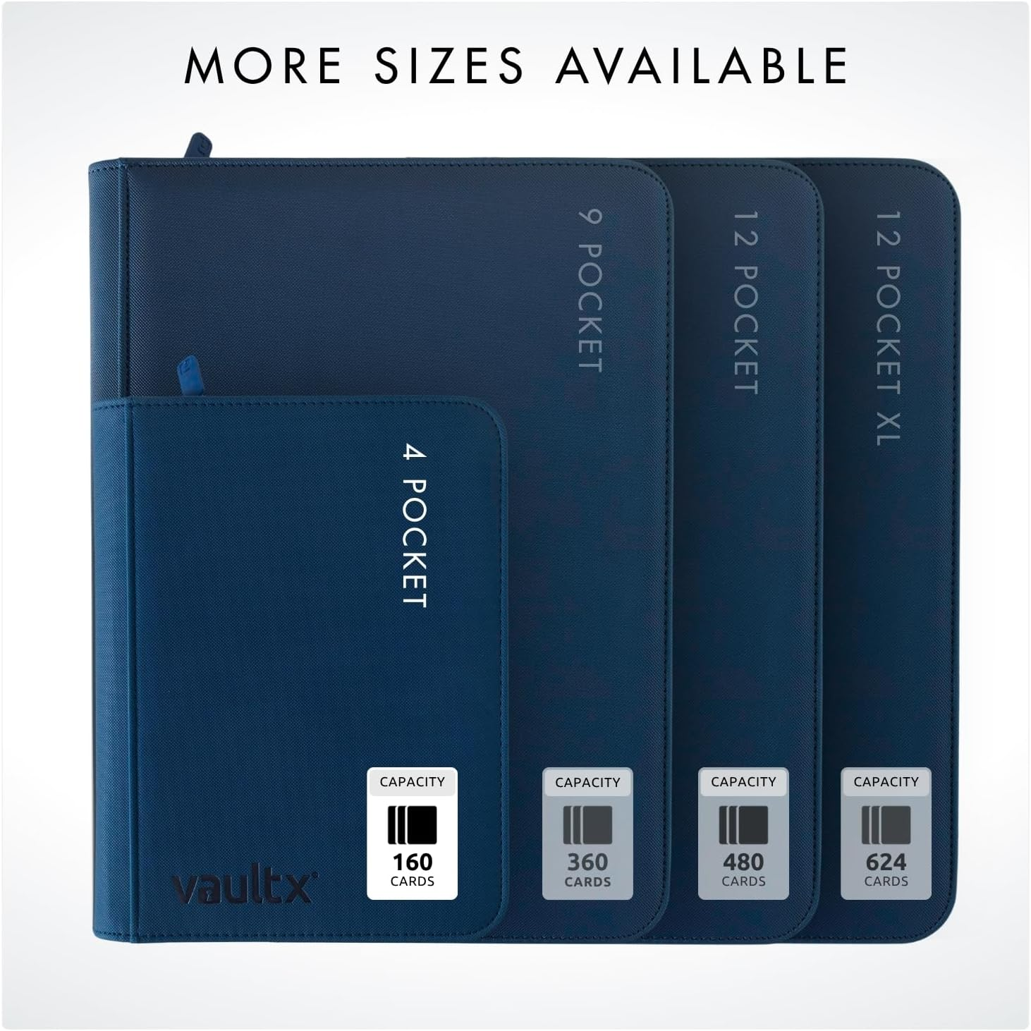 Vault X 4 Pocket Trading Card Zip Binder, 160 Cards, Premium Exo-Tec Album Material, 20 Side-Loading Pages, Folder for Collectible Card Games, Sports, TCG (Blue) image number 5