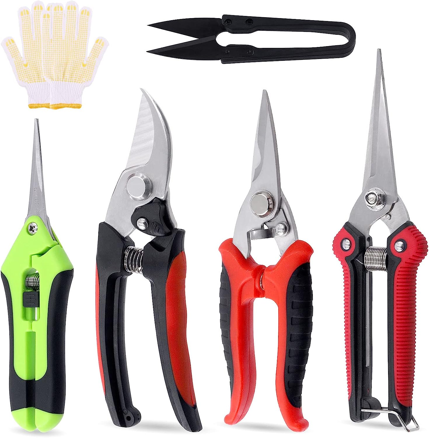 Tanstic 6Pcs Garden Pruning Shears Set, Stainless Steel Garden Scissors, Garden Handheld Pruners, Sharp Garden Shears Bypass Pruning Shears with Gardening Gloves for Trimming Plants Cutting Flowers image number 4