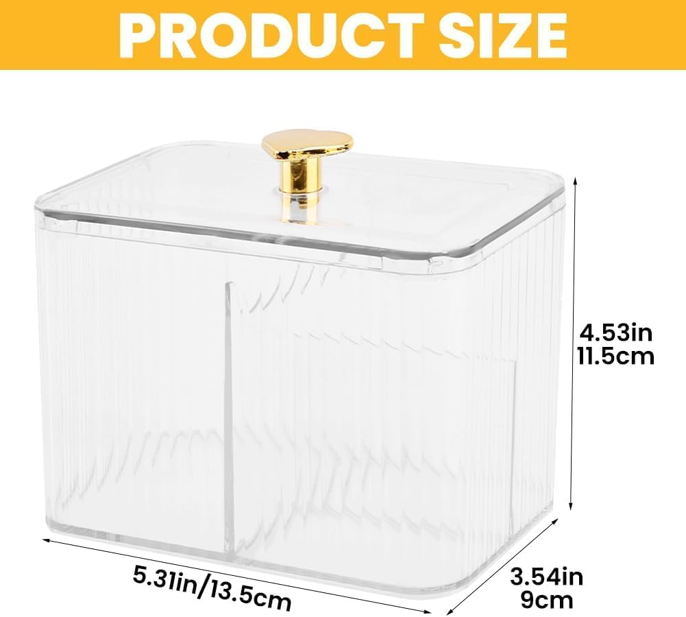 3 Grids Apothecary Jar Organizer, 1Pc 3-Section Cotton Ball Swabs Dispenser,3-Section Clear Bathroom Organizer Jar 3 Grids Cotton Swab Pad Ball Holder Container, Clear image number 1