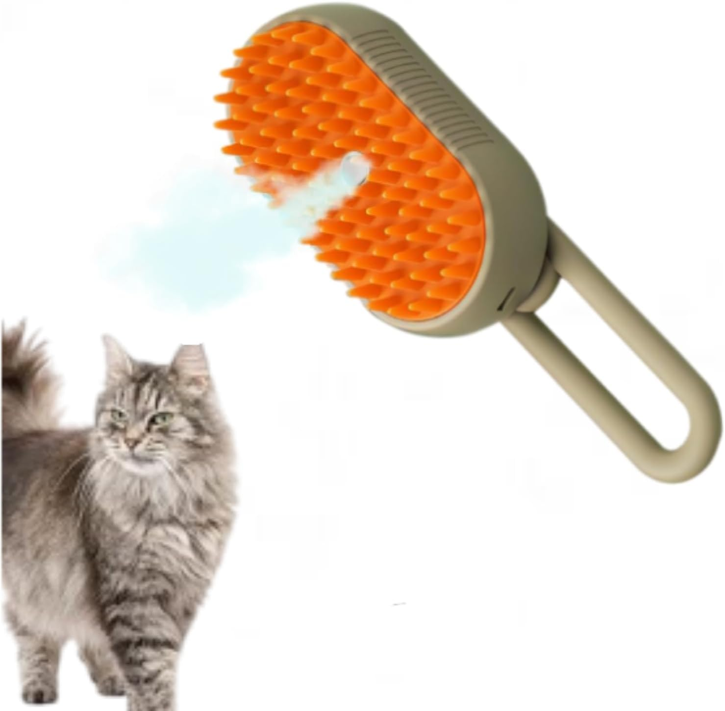 3 in 1 Steam Dog Cat Brush Spray Massage Comb for Cats, Long / Short Hair Dog Brush with USB Charger, with Water Tank, Cat Brush for Massage (Brown) image number 1