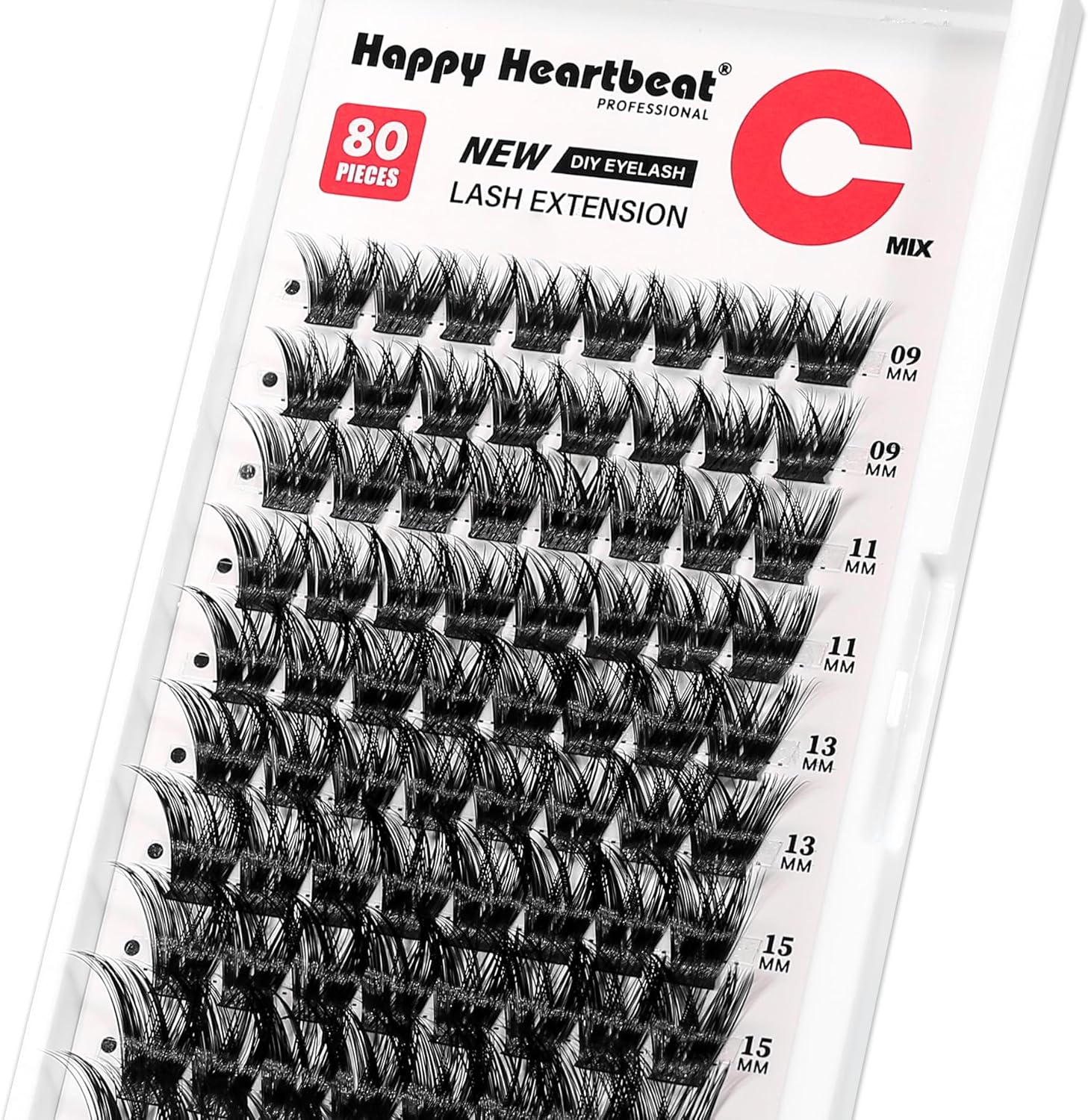 Volume Thick Individual Eyelash Extension Flexible Band Lash Clusters C Curl Faux Mink Clusters Lashes 9-17Mm Mixed Length Reusable DIY False Eyelashes (Black A12-C) image number 5