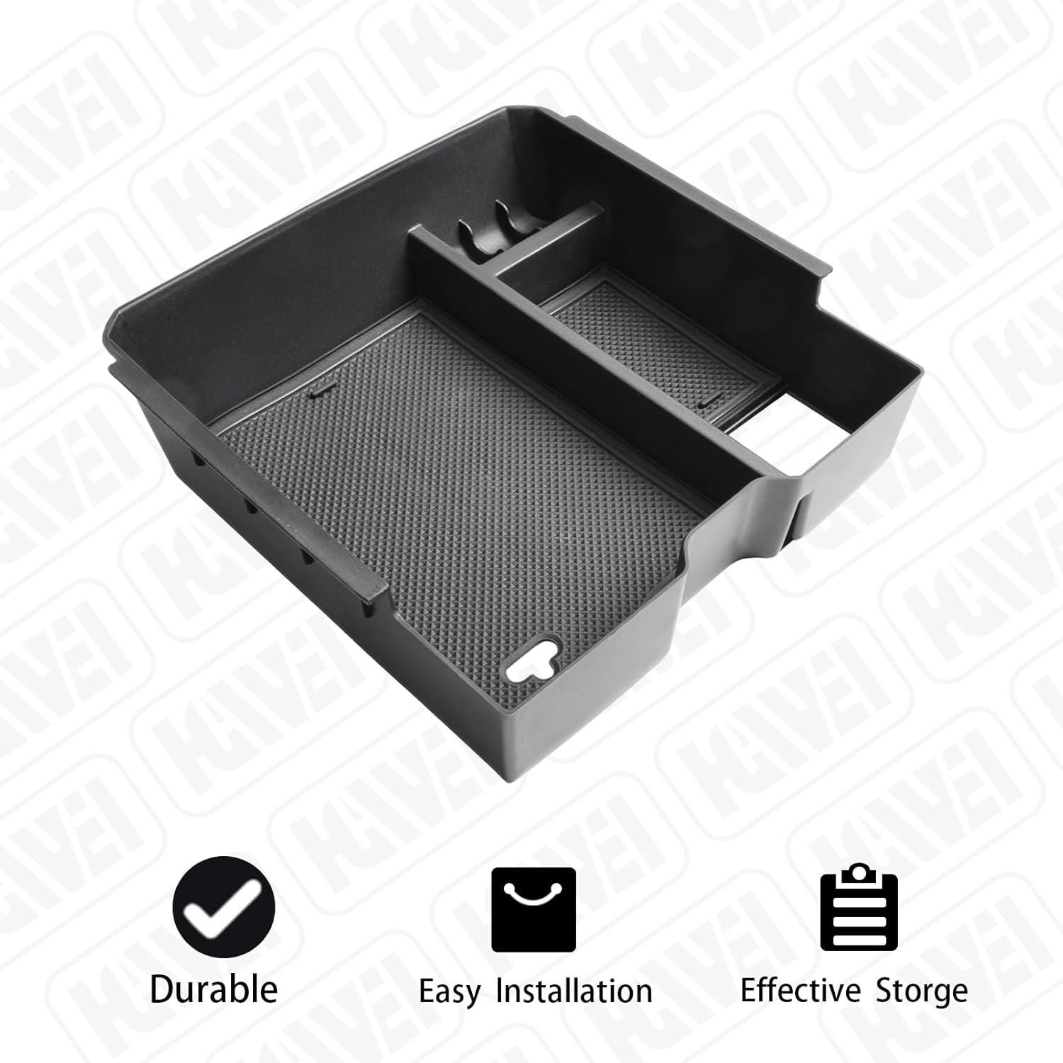 Center Console Organizer Tray Compatible with 2024 2025 Ford Ranger & Ranger Raptor Interior Accessories, Coin Container Armrest Storage Box(Electric Handbrake Version), Black - Black image number 3