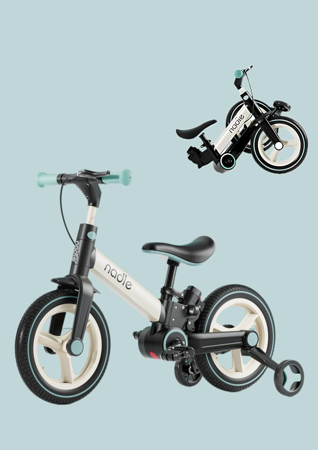 Nadle Kid'S 4 in 1 Balance Bike, Bicycle with Optional Training Wheels And/Or Parent Handle