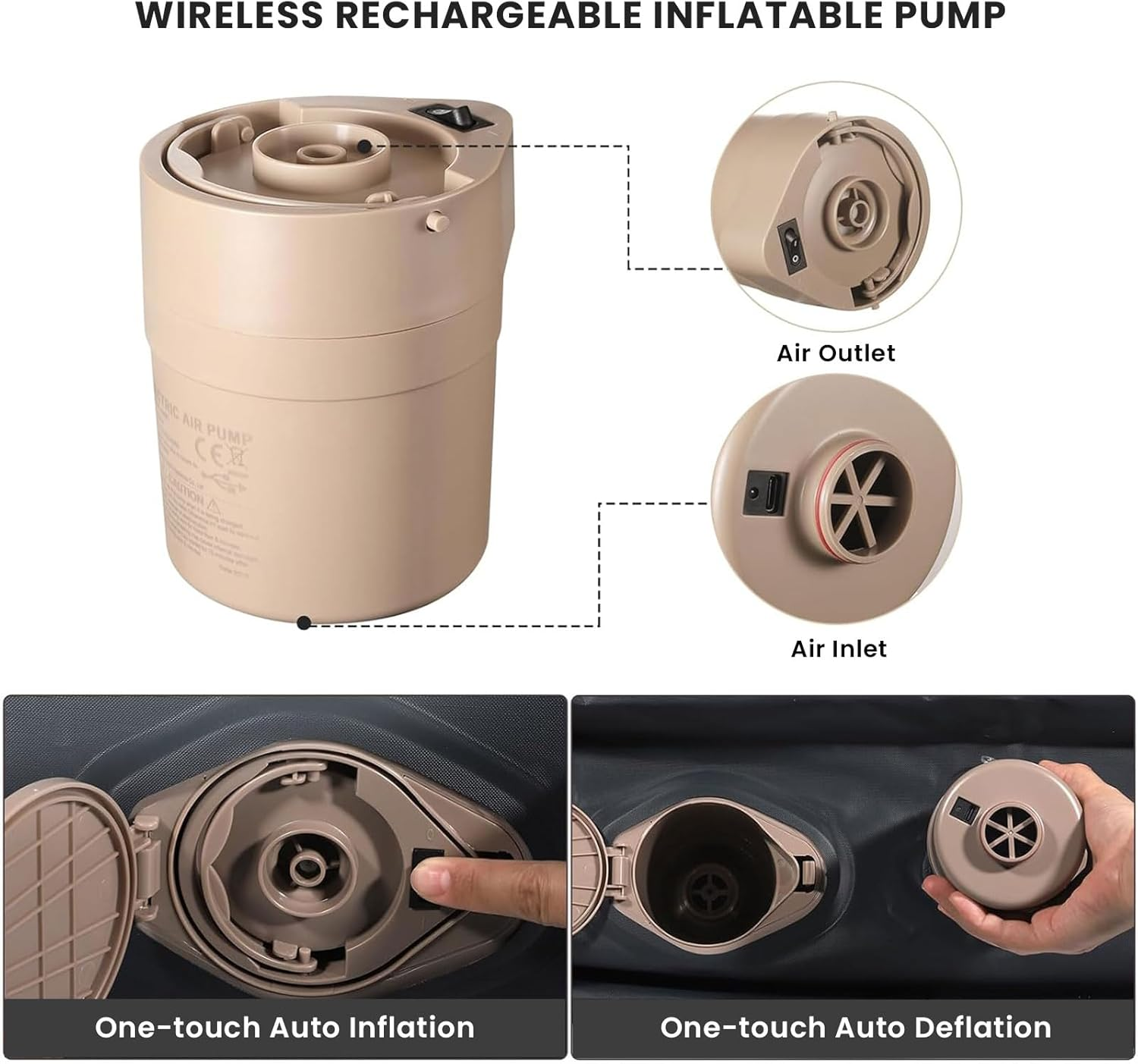 JNNQI Single Size Air Mattress, 1 Inflatable Pillow, Inflatable Airbed with Built-In Rechargeable Electric Air Pump, Airtight Design with Automatic Quick Inflation and Deflation, 191X100X46Cm image number 6