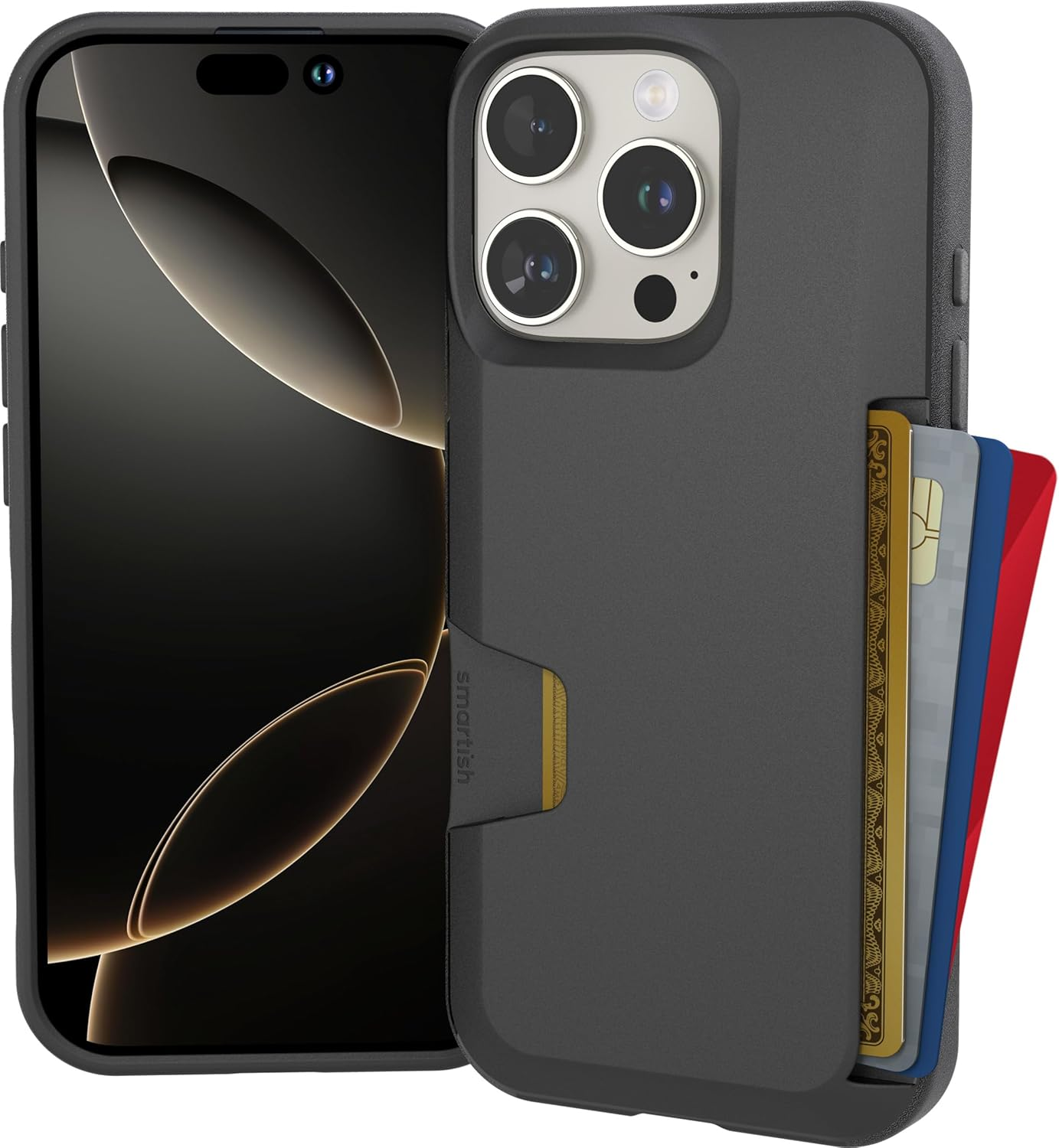 Smartish&reg; Iphone 16 Pro Wallet Case - Wallet Slayer Vol. 1 [Slim + Protective] Credit Card Holder - Drop Tested Hidden Flip Card Slot Cover Compatible with Apple Iphone 16 Pro - Black Tie Affair image number 1