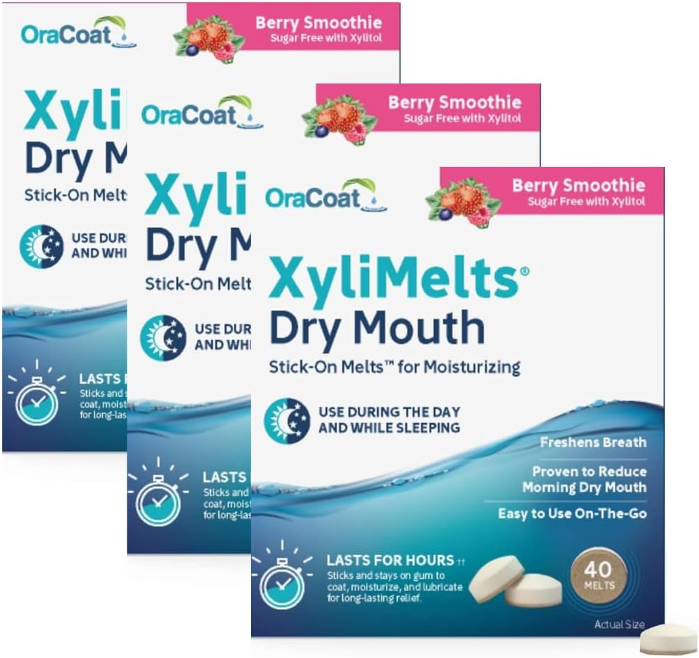 Oracoat Xylimelts Dry Mouth Relief Discs &ndash; 40 Pack &ndash; Berry Smoothie Flavour &ndash; Sugar-Free with Xylitol &ndash; 8-Hour Moisturising Relief &ndash; Day & Night Oral Discs &ndash; Non-Acidic, Time-Release Formula (120) image number 5