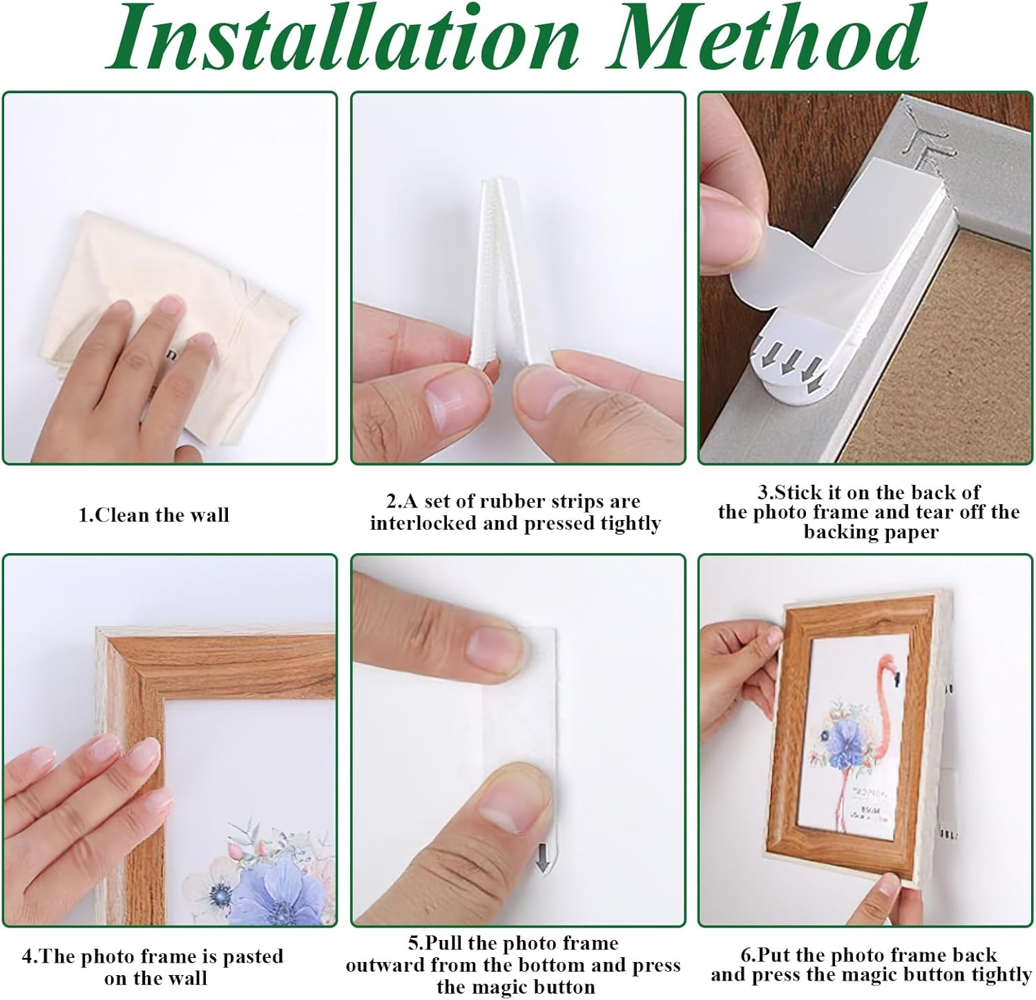 36 Pairs Picture Hanging Strips Heavy Duty, Hook and Loop Adhesive Tape Removable & Damage Free, Double Side No Nail Photo Frame Stickers for Wall Decorations on Wall (16 X 70 Mm)