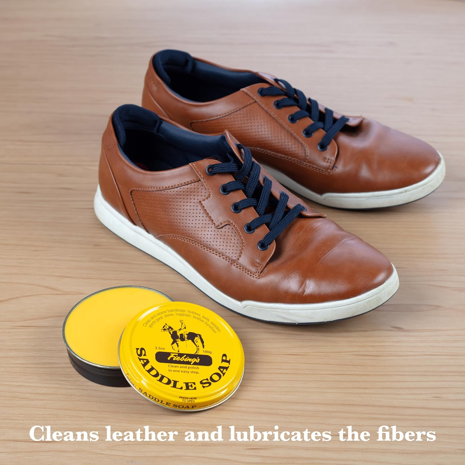 Fiebing'S Yellow Saddle Soap for Leather (3.5 Oz Tin) - Leather Cleaner & Conditioner to Soften, Protect & Restore Leathercraft - Leather Soap for Car Seat, Couch, Shoe, Purse, Boot, Bag image number 5