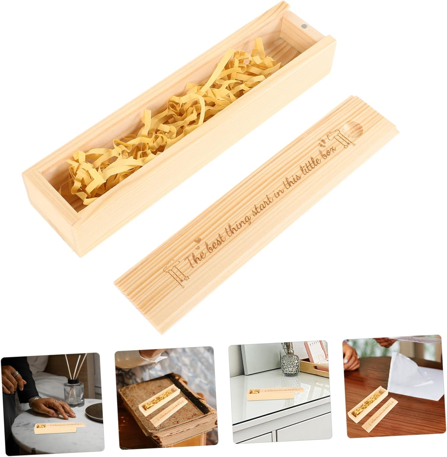Wood Pregnancy Test Box Lid Baby Announcement Keepsake Organizer Natural Wood Pregnancy Test Holder Storage Case for Pregnant Women Memory image number 2