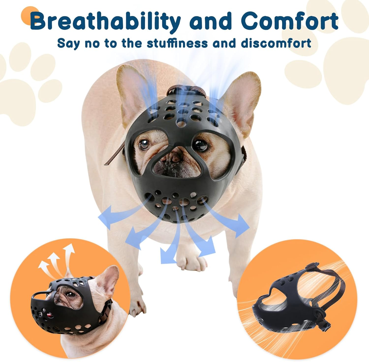 BARKLESS Dog Muzzle for Short Snout, Soft Frenchie Muzzle for Biting, Chewing, Licking for French Bulldogs Boston Terriers, Ideal for Flat-Faced Aggressive Dogs Grooming Walking, Allows Drinking image number 6