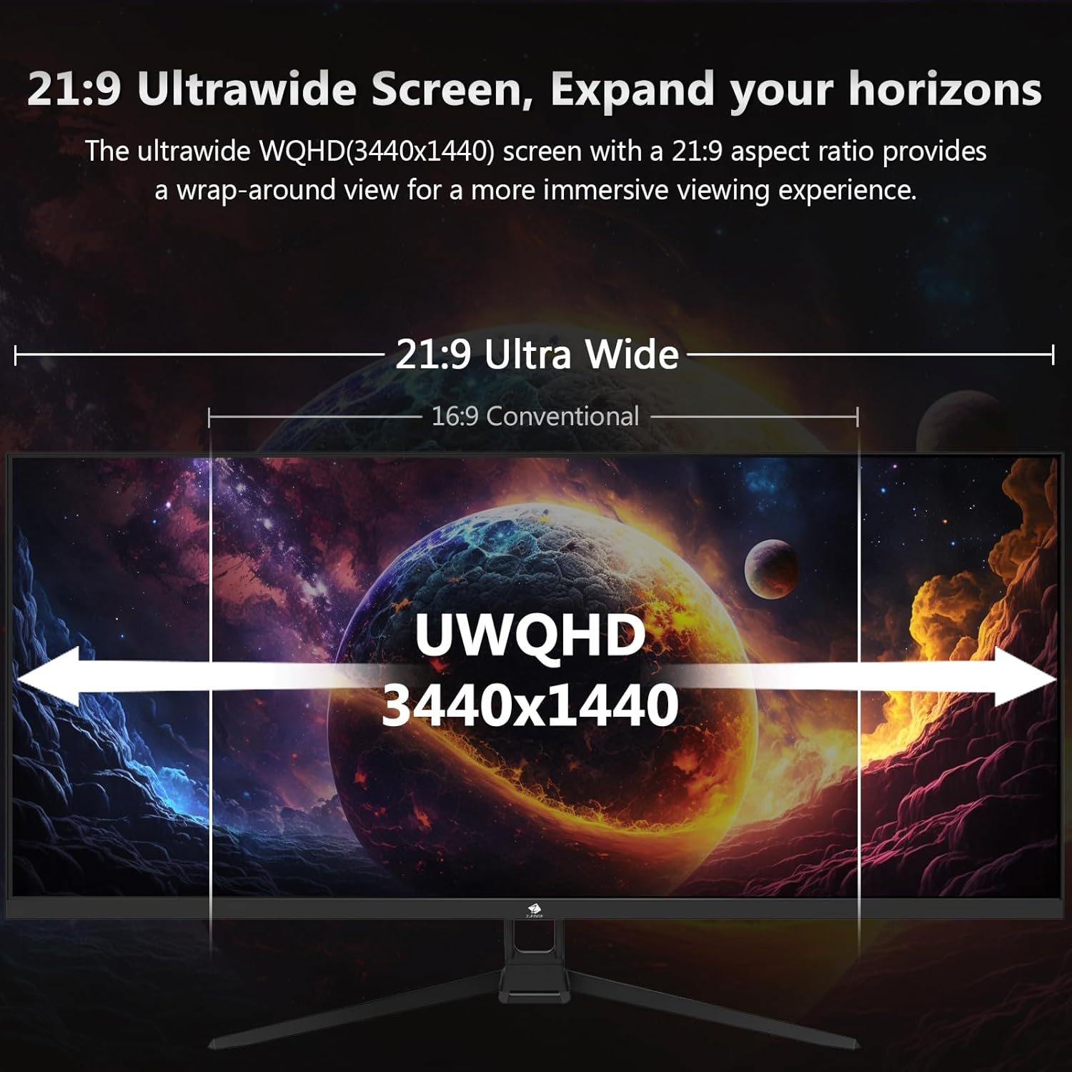 Z-Edge 34 Inch 165Hz Ultrawide Monitor 21:9, IPS Panel, Uwqhd(3440X1440), Gaming Monitor 1Ms MPRT, Freesync, 100% Srgb, PIP & PBP, Displayport (165Hz), HDMI (100Hz), Black (DP Cable Included) image number 5