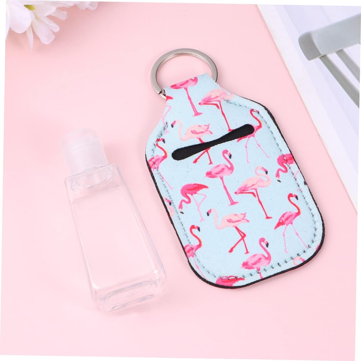 Healeved 3 Set Refillable Empty Bottles with Neoprene Keychain Holders Portable Hand Bottles for Soap Lotion and Liquid Travel Carriers and Stylish Covers