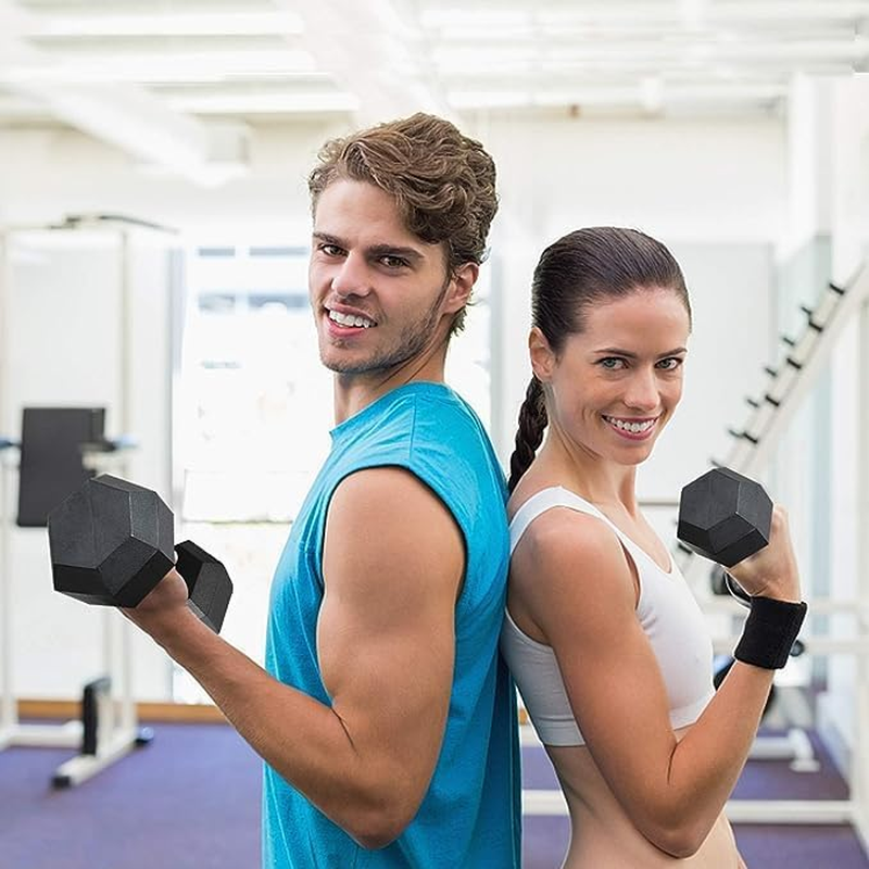 Hex Dumbbell Premium Rubber Encased Fitness Dumbbells, Hand Weight (2.5Kg,5Kg,7Kg,7.5Kg,8Kg,10Kg,15Kg,17.5Kg,20Kg),Black with Steel Chrome, Weightlifting, Hexagon Dumbbell - 12.5Kg X 1 image number 4