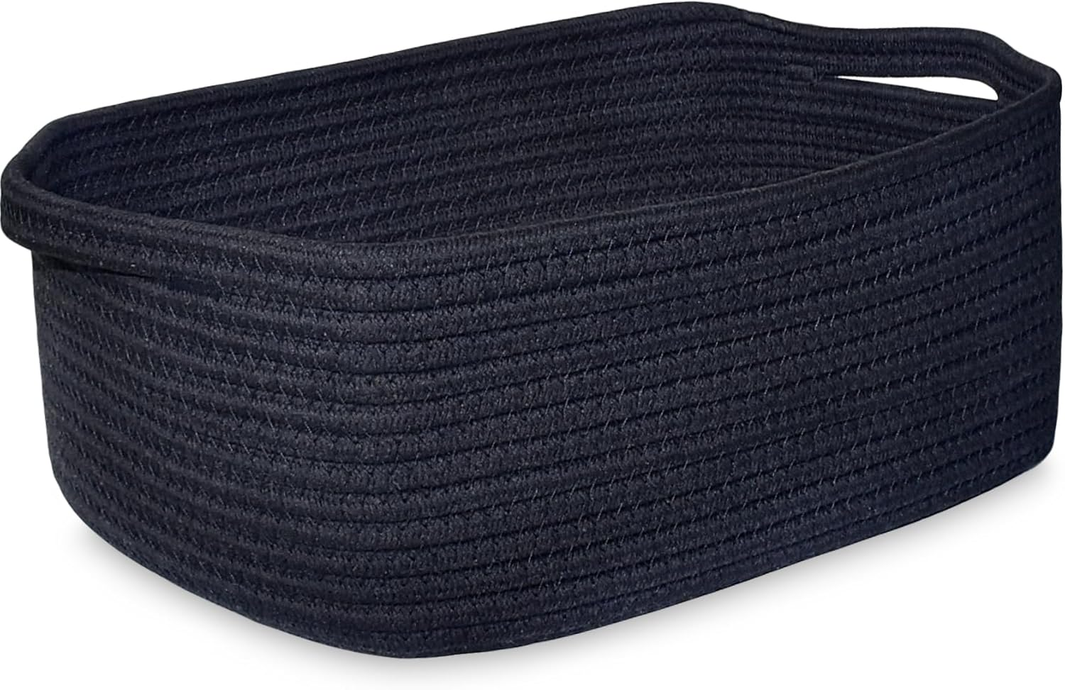 Abenkle Small Storage Basket with Handles, Cotton Rope Woven Dog Cat Toy Bin, Decorative Shelves Closet Organizing for Nursery Laundry Bedroom Bathroom, 14.2''X 11''X 5.1''