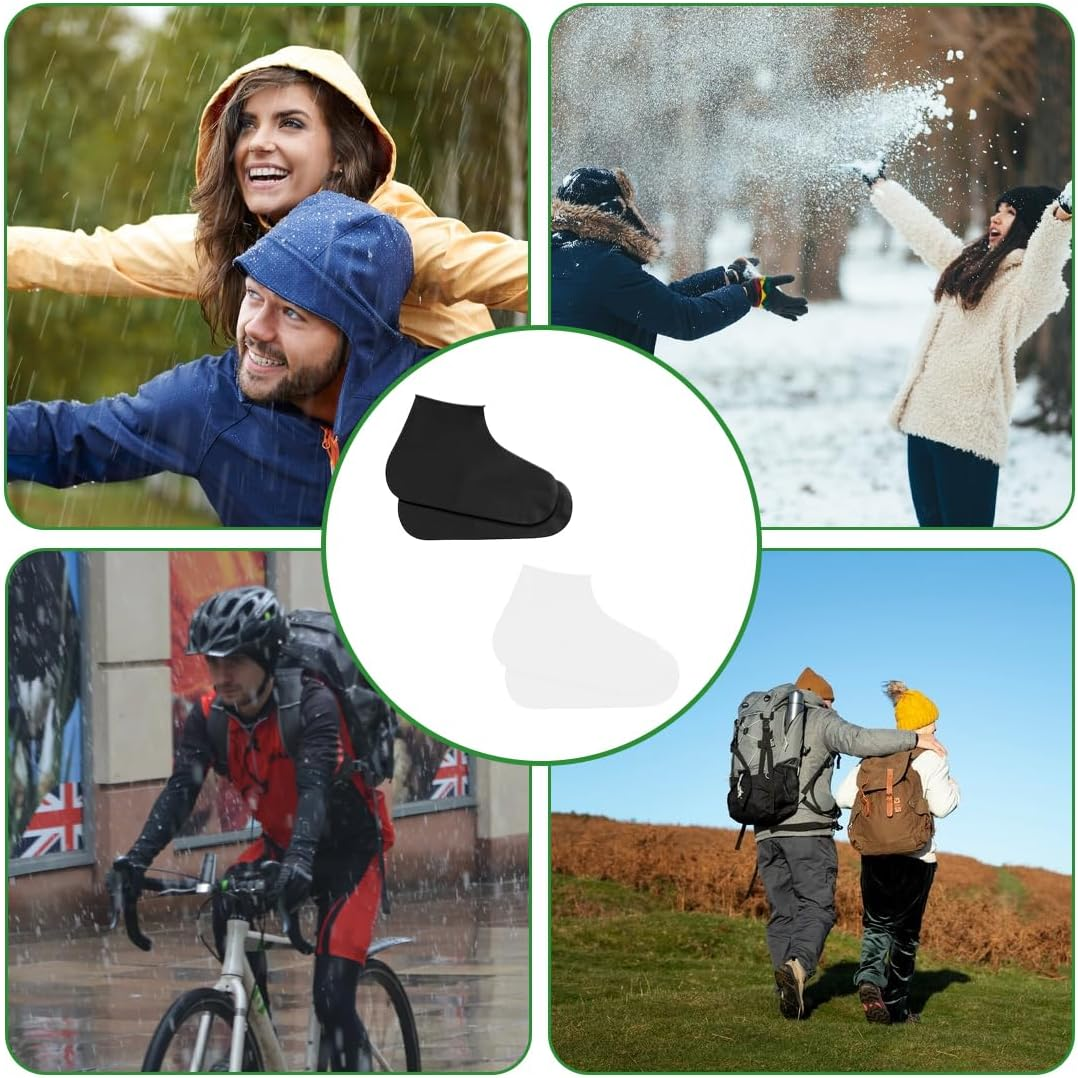 NHPY 2 Pairs of Shoe Covers Waterproof Shoe Covers Reusable Rain Cover Shoes Shoe Covers Rain L, Black, A image number 3