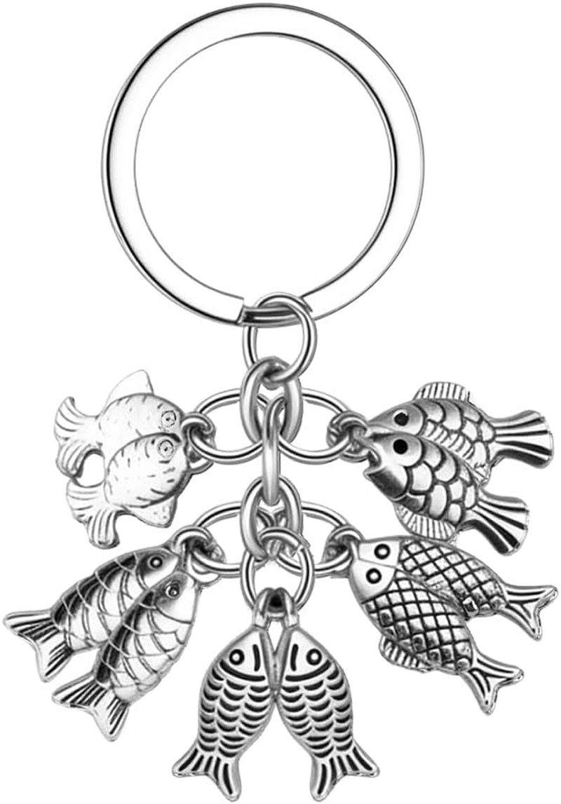 Vintage Fish Keychain for Husband Boyfriend Novelty Fishing Gifts for Son Nephew Fisherman Birthday Presents for Grandpa Dad Fishing Retirement Gifts for Men Elderly Uncle Fish Lover Fisherman Keyring image number 2