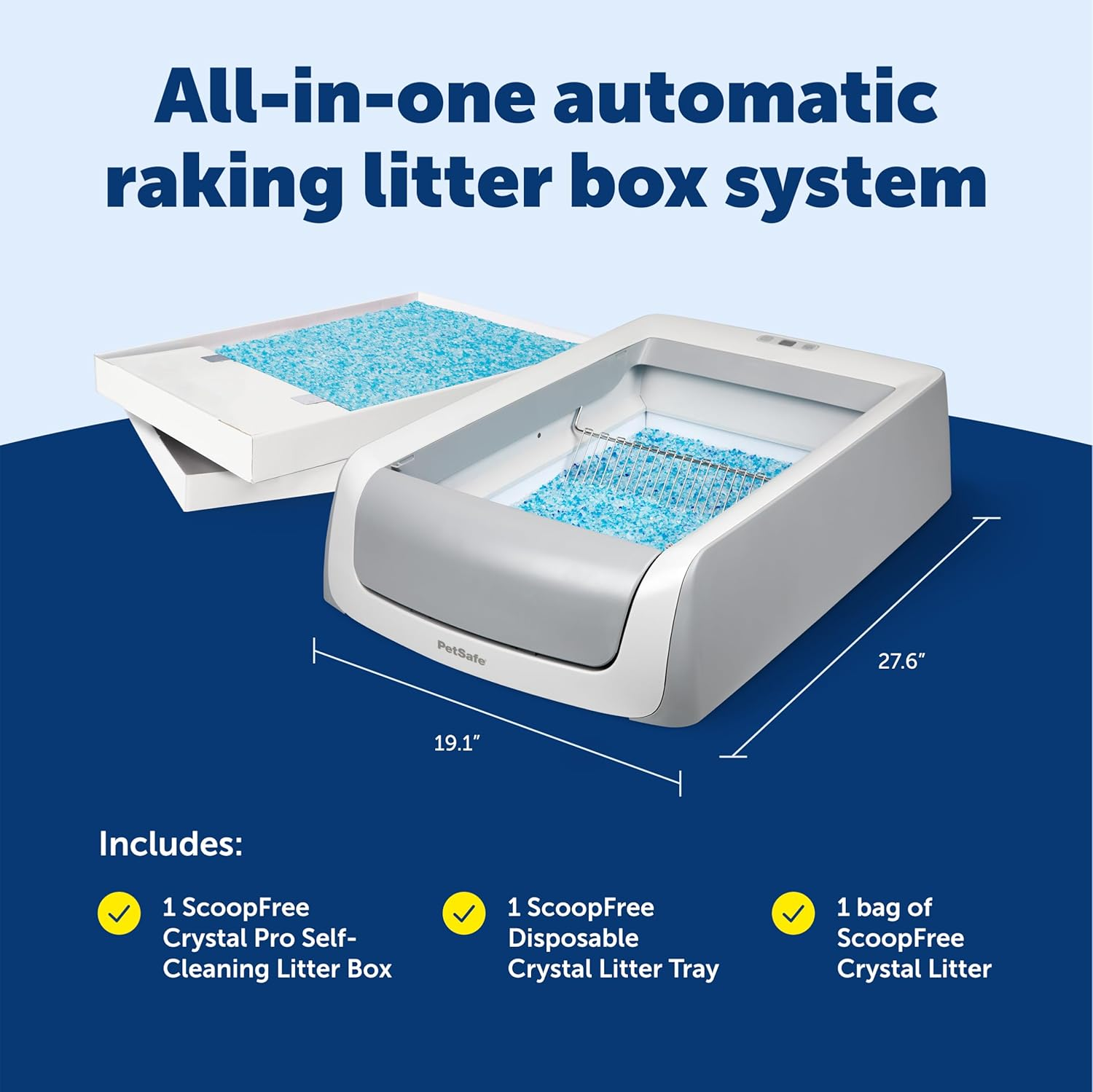 Petsafe Scoopfree Crystal Pro Self Cleaning Cat Litter Box, Includes 1 Disposable Crystal Litter Tray image number 1