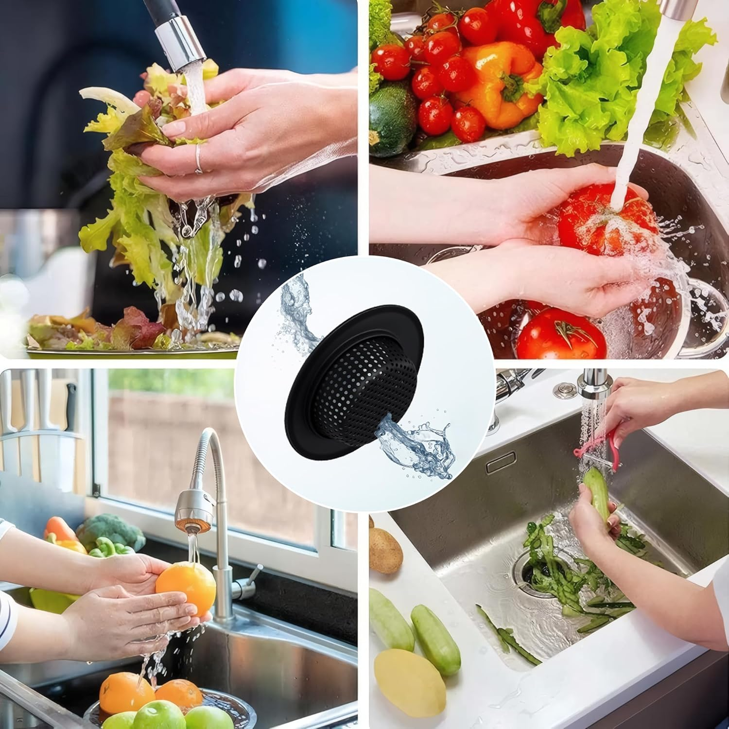 2 Pack Kitchen Sink Strainer - 11.3Cm Wide Rim Stainless Steel Drain Catcher - Fits 7Cm Drain Hole (Standard AU Sinks) - Anti-Clog Food Waste Filter & Rustproof (Matte Black) - Matte Black image number 5