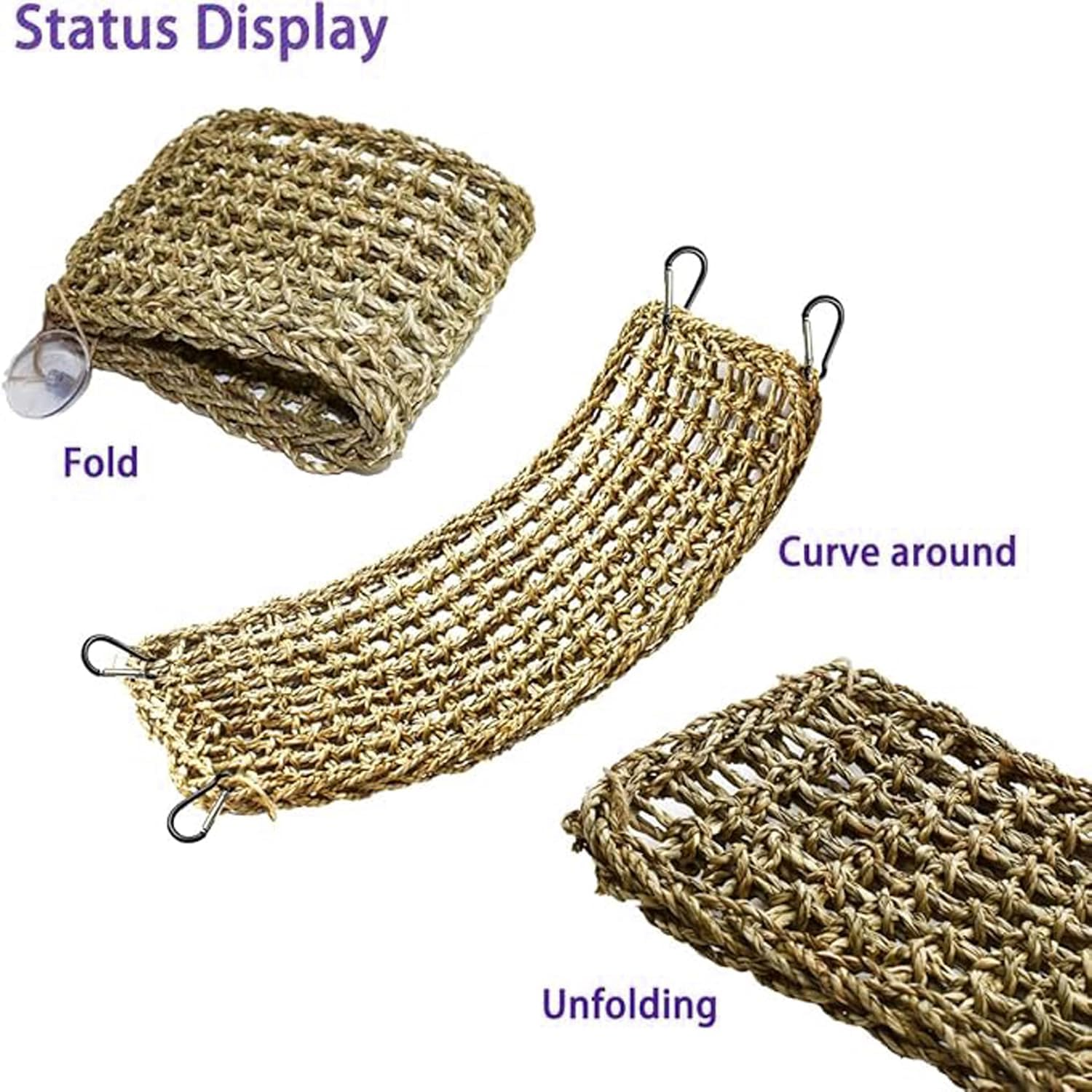 Lxcshljx Bird Seagrass Mat, 29.5"X7" Natural Grass Woven Net Hammock Hanging on Parrot Cage, Parakeet Climbing Rope Ladder Mat, Chew Toy for Pigeon Lovebird Cockatiel Conure Budgie Bearded Dragon image number 1