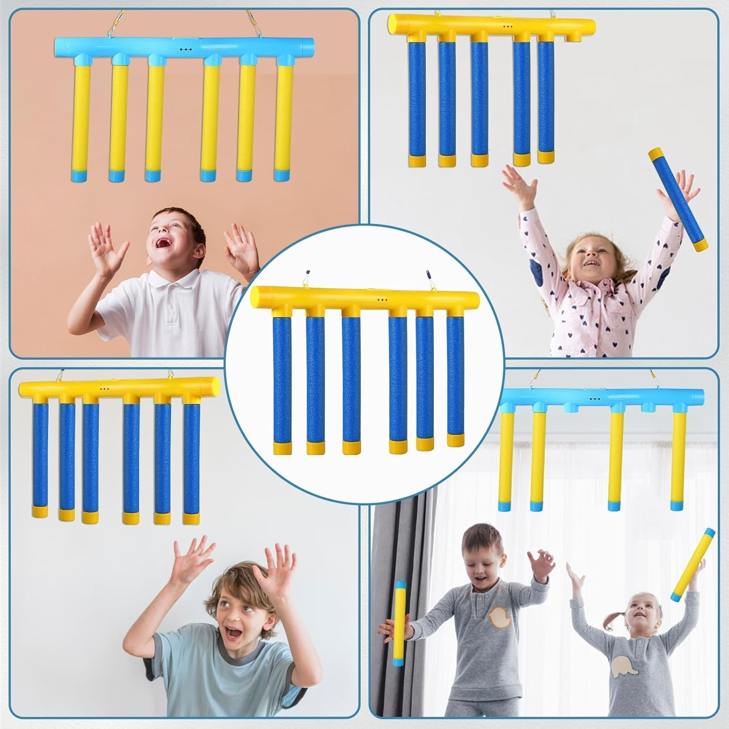 Reflex Drop Sticks Challenge Game with Remote Control - Hand Eye Coordination Training Tool for Kids & Adults, Reaction Time Test Game with 3 Speed Levels (Blue)