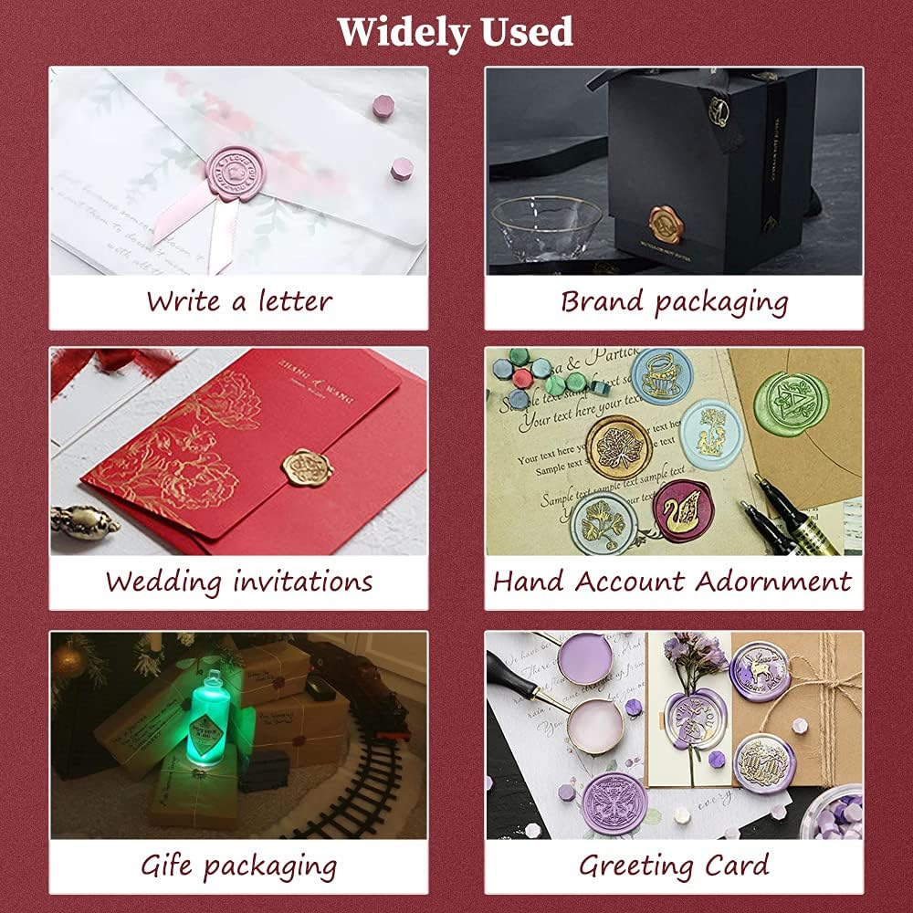 400 PCS Sealing Wax Beads for Stamp,Wax Seal Kit with 3 Tea Candles and 1 Melting Spoon,Antique Decor,Octagon Wax Pellets,For Wine Packages,Wedding Invitations,Envelope (Crown Gold)