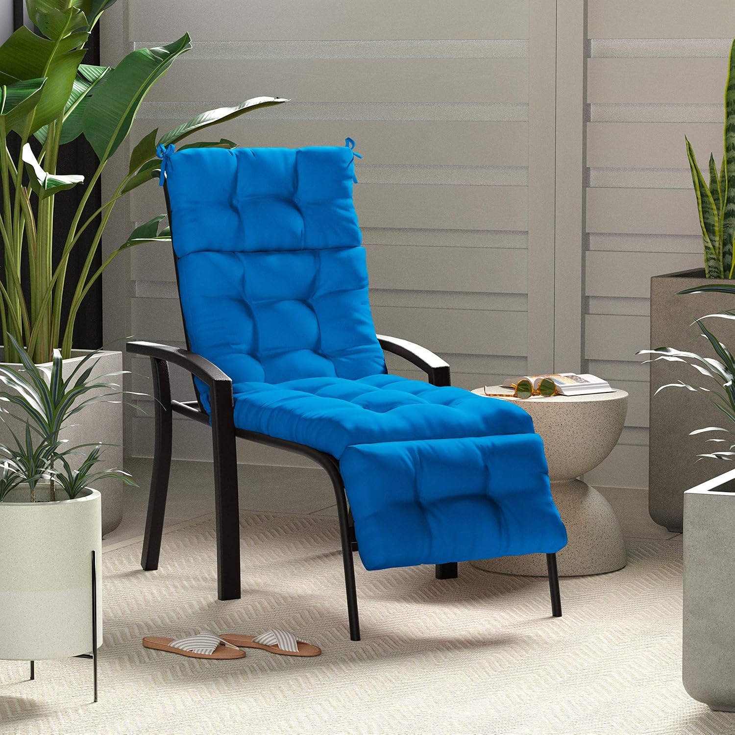 Amazon Basics Tufted Outdoor Lounger Patio Cushion - Blue image number 3