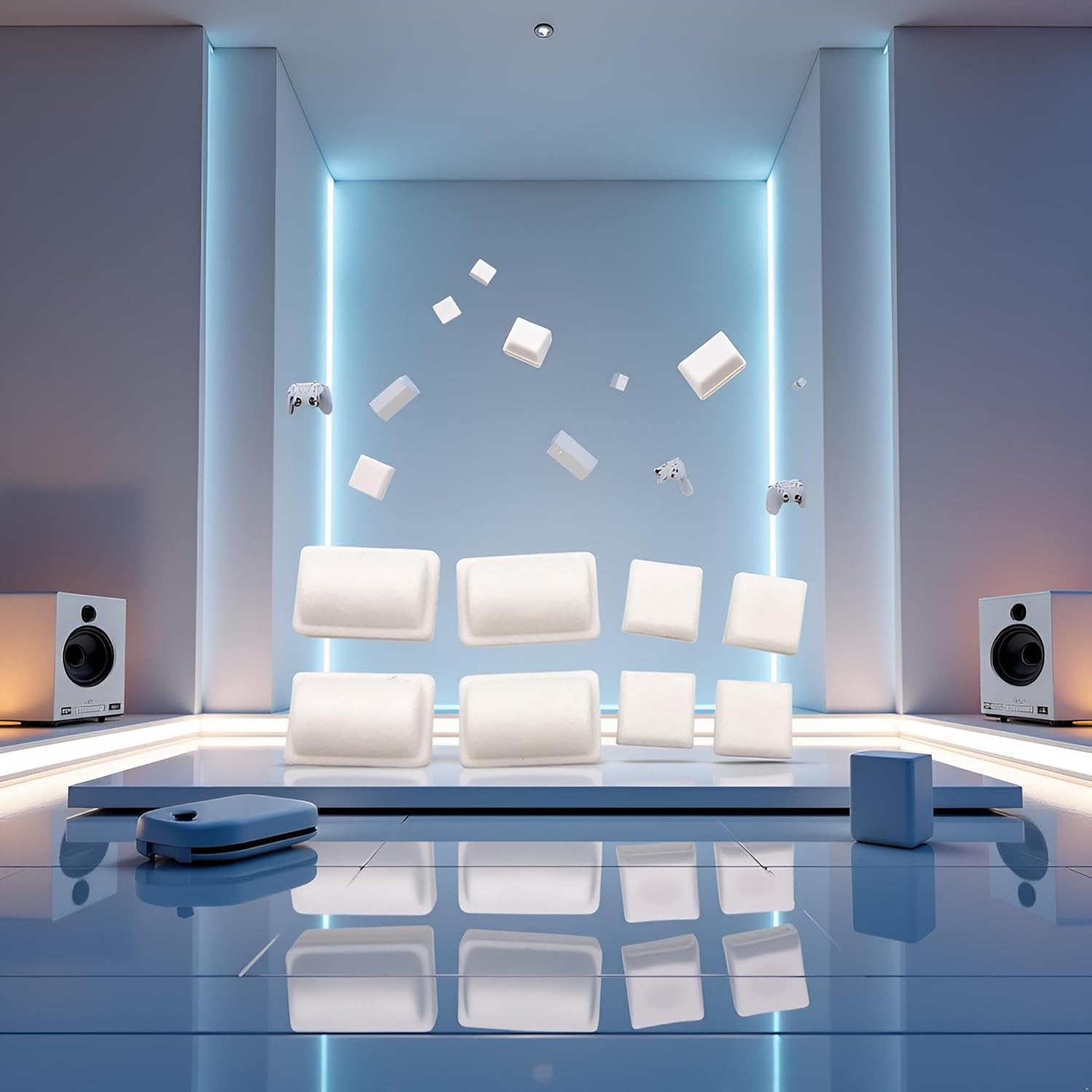 White 8 in 1 Screw Rubber Feet Kit Cover Set for WII Console White Accessories image number 5