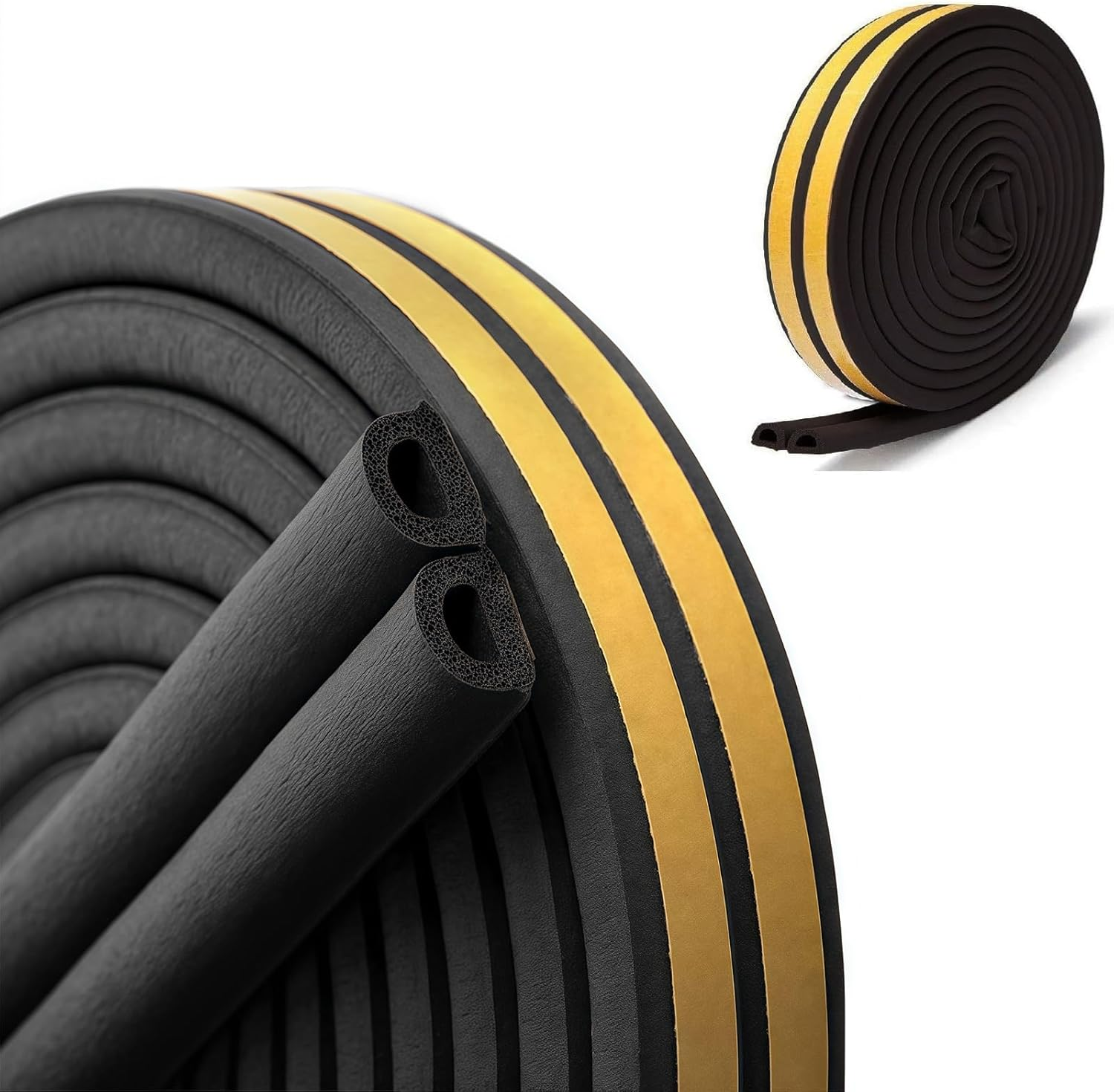 Door Weather Stripping, 40 Feet Soundproof Insulation Seal Strip for Windows with Self-Adhesive Protection Self Adhesive Foam Seal Strip,Sound Insulation D Type Weather Strips Easy Cut to Size(Black) image number 3