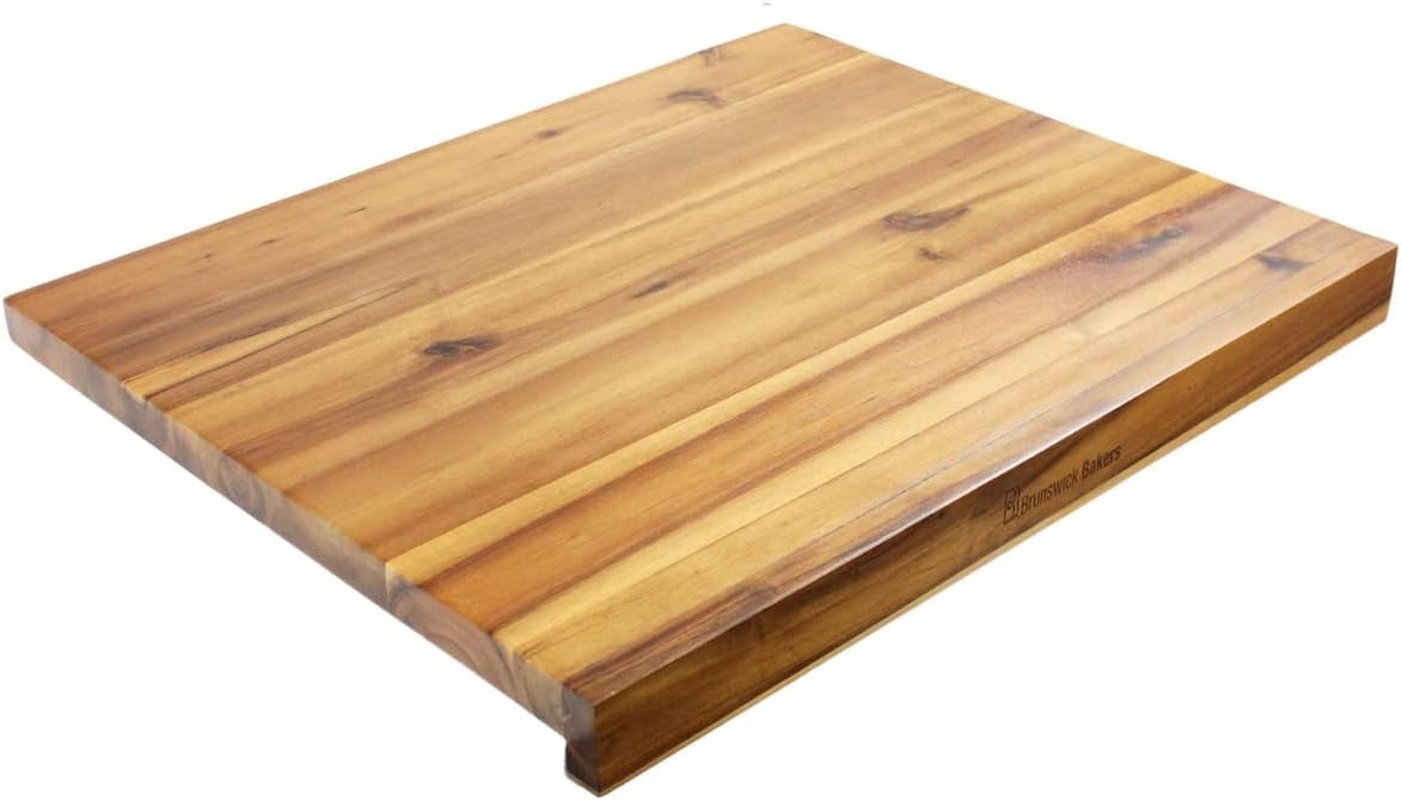 Brunswick Bakers Extra Large Acacia Wood Pastry Board (60X50Cm) Reversible Kneading Surface & Heavy Duty Butcher Block &ndash; Includes Non-Slip Mat &ndash; Premium Wooden Board for Chopping, Slicing, and Serving image number 1