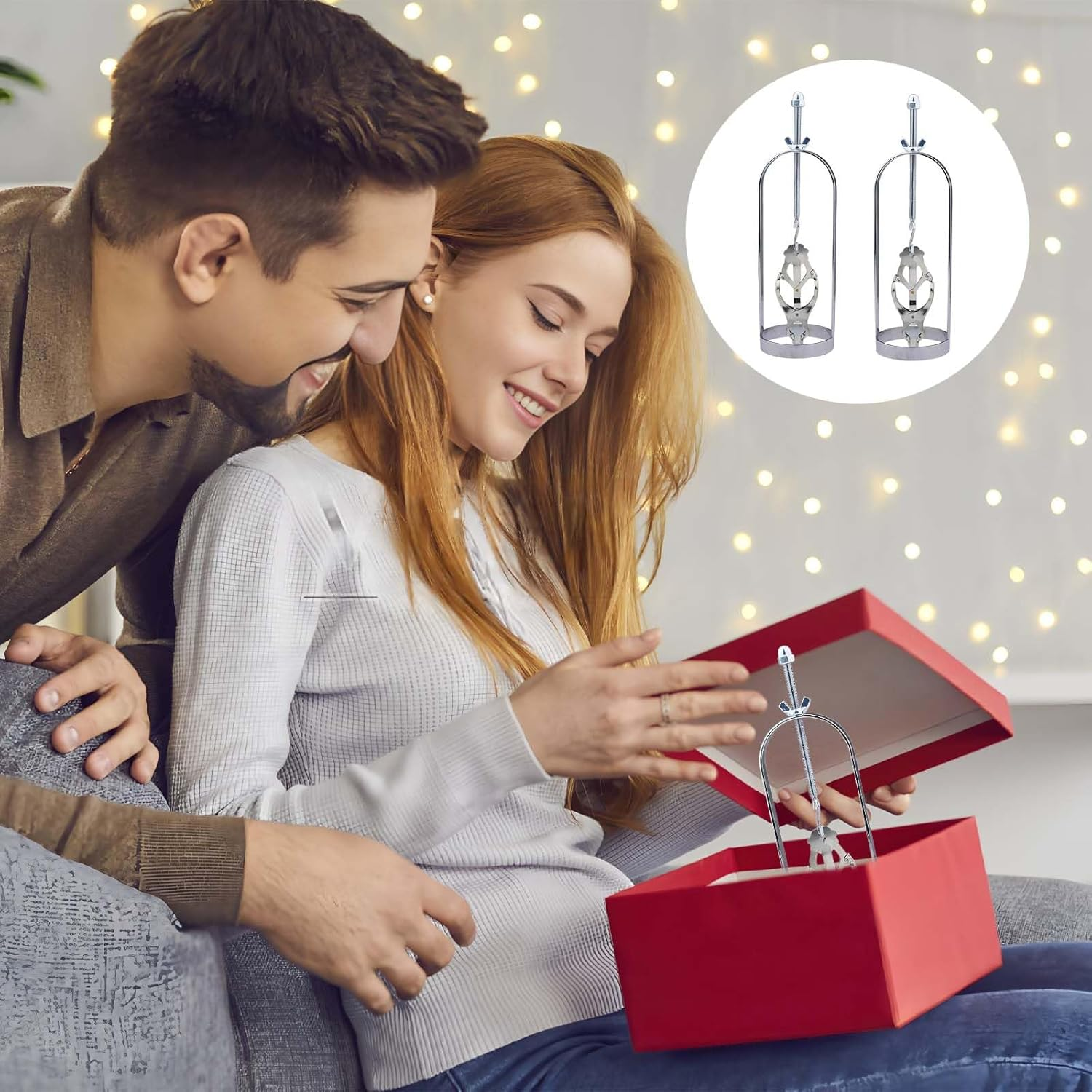 Stainless Steel Nipple Clamps for Women - Adjustable BDSM Nipple Clips with Weights, Non-Piercing Butterfly Clamps for SM Bondage & Couples Play (Nipple Toys) image number 1