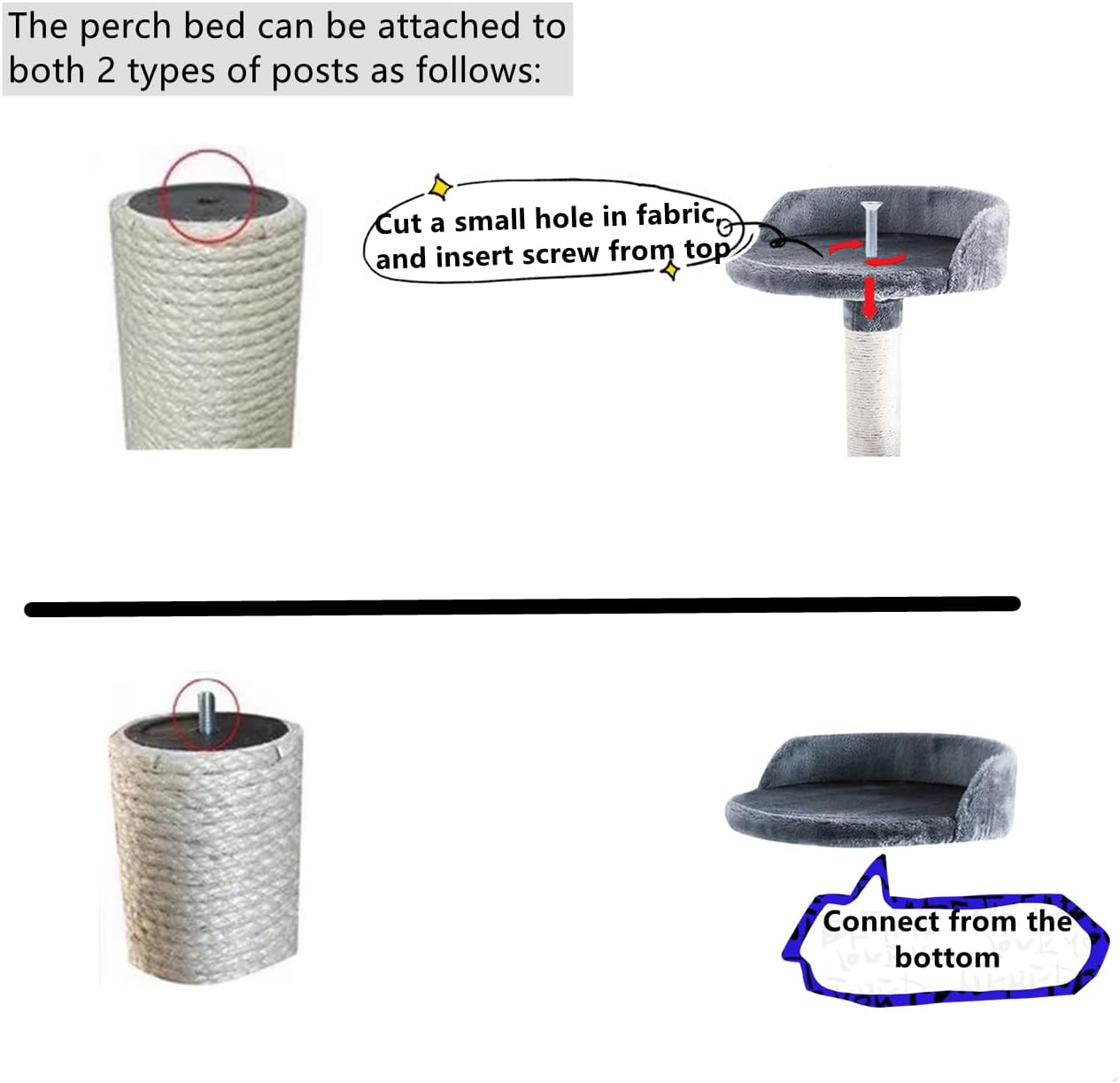 SHENGOCASE 13.5" Cat Tree Tower Accessories Replacement Parts Top Perch Bed Platform, Cat Tower Add on (Semi-Surrounded M8) image number 2