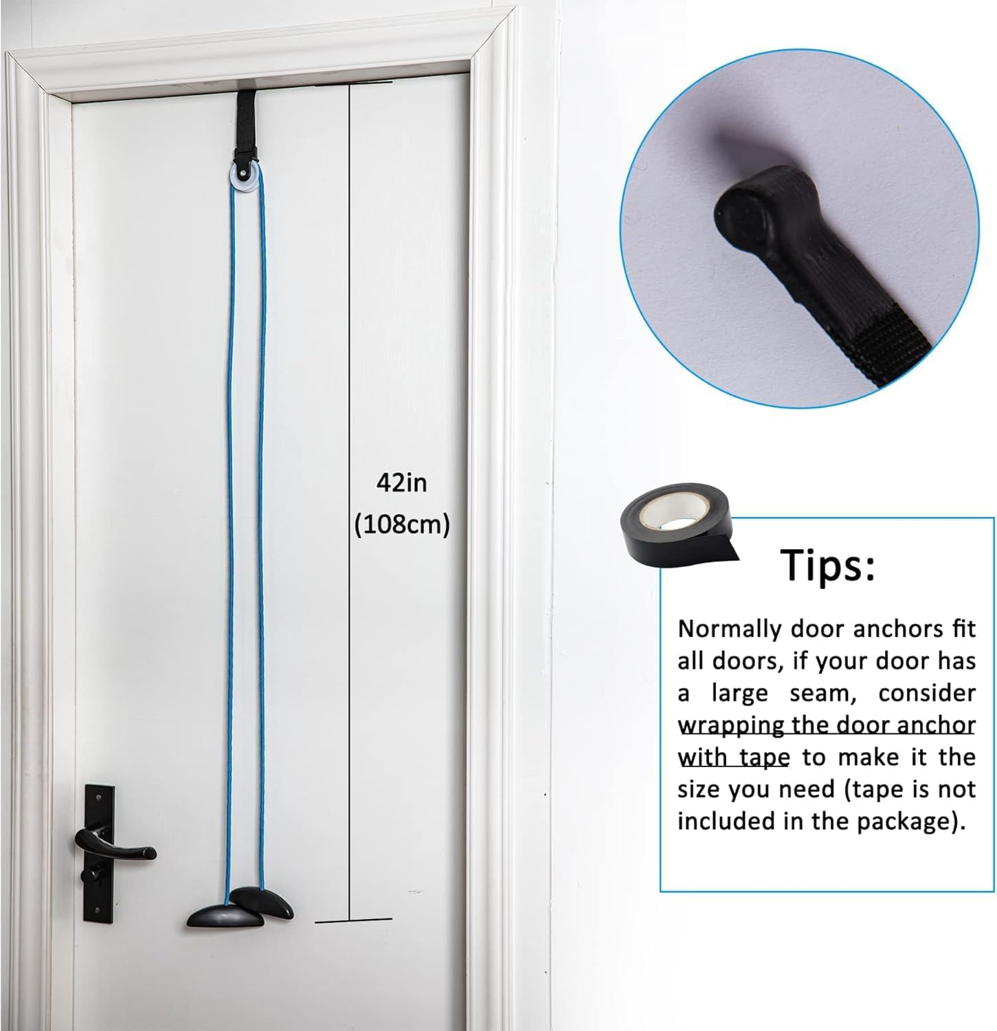 Shoulder Pulley over the Door Physical Therapy System, Exercise Pulley, Alleviate Shoulder Pain and Facilitate Recovery from Surgery, FSA/HSA Eligible (Blue) image number 2