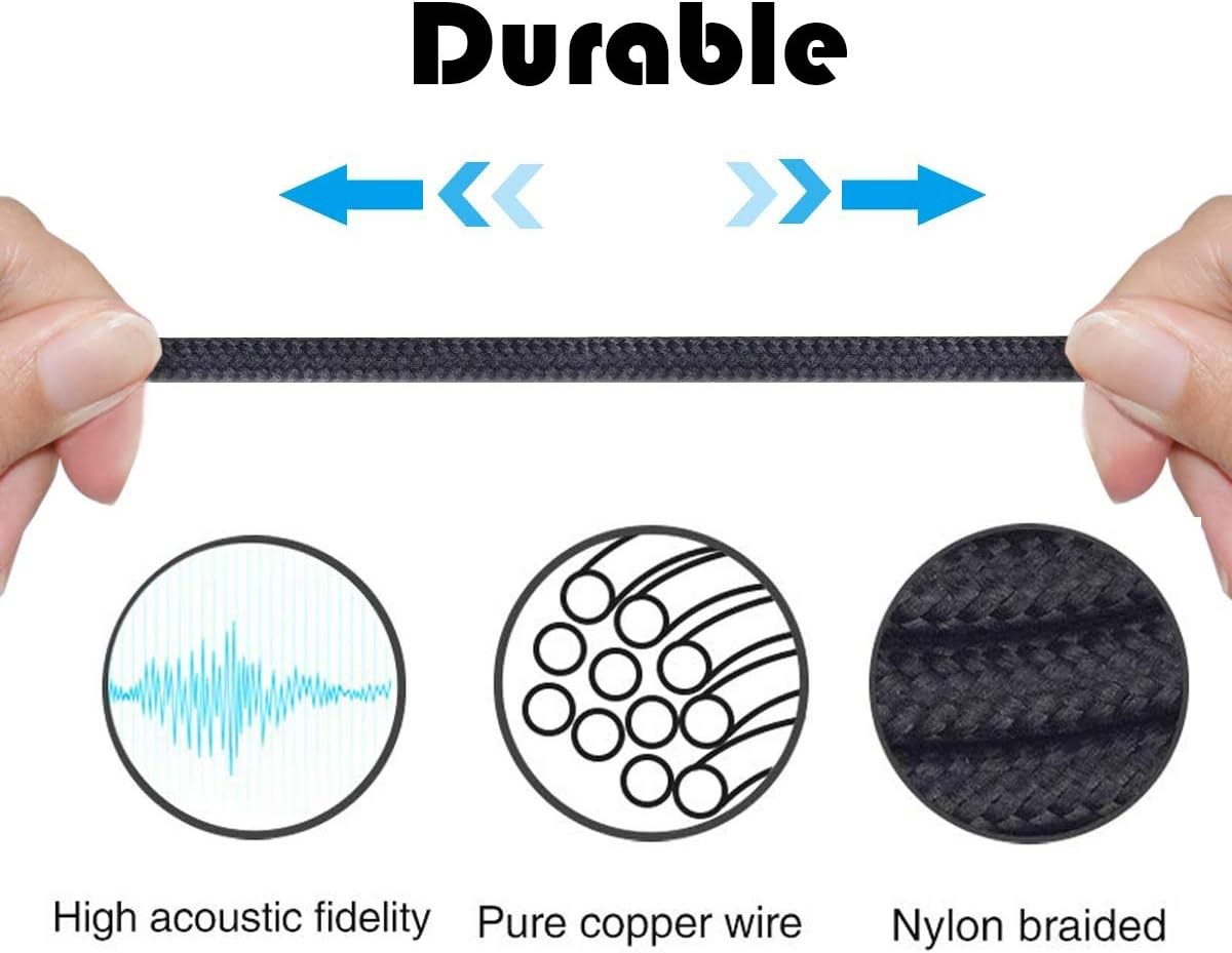 Newfantasia 3.5Mm to 2.5Mm Male Audio Cable Compatible with Bose Noise Canceling 700, QC35, Qc35Ii, QC45, Oe2, Oe2I Headphones, Remote Volume Control Mic Compatible with Samsung Galaxy Android Phone image number 2