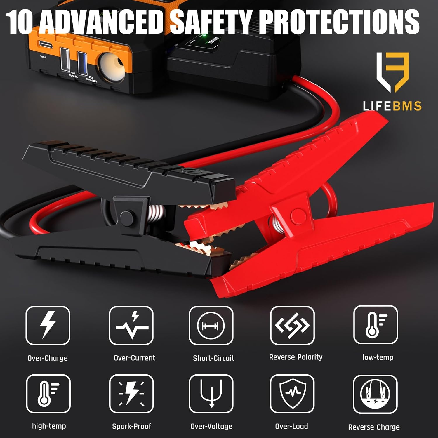 VTOMAN V6 Pro 2000A Jump Starter, Car Battery Jumper Starter Portable for 7L Gas/5L Diesel Engines, Jump Box,12V Auto Jump Start Battery Pack, Lithium Booster Pack, Portable Charger and Jumper Cables image number 6