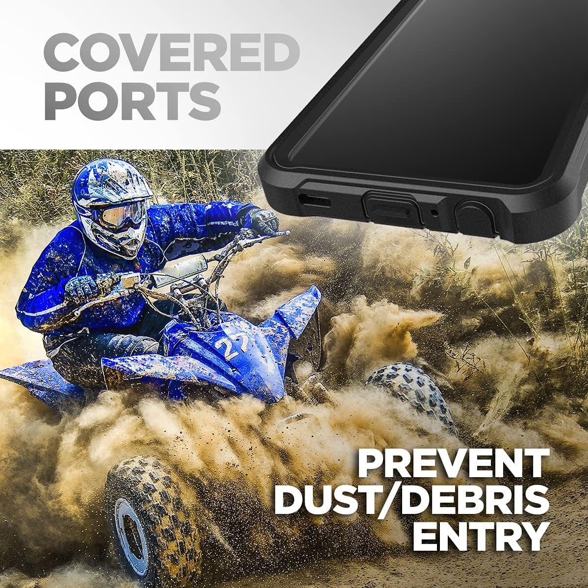 Encased Protective Case for Samsung Galaxy A35 5G with Screen Protector, [Heavy Duty] Shockproof Rugged Full-Body Cover (Matte Black) (A52) image number 2