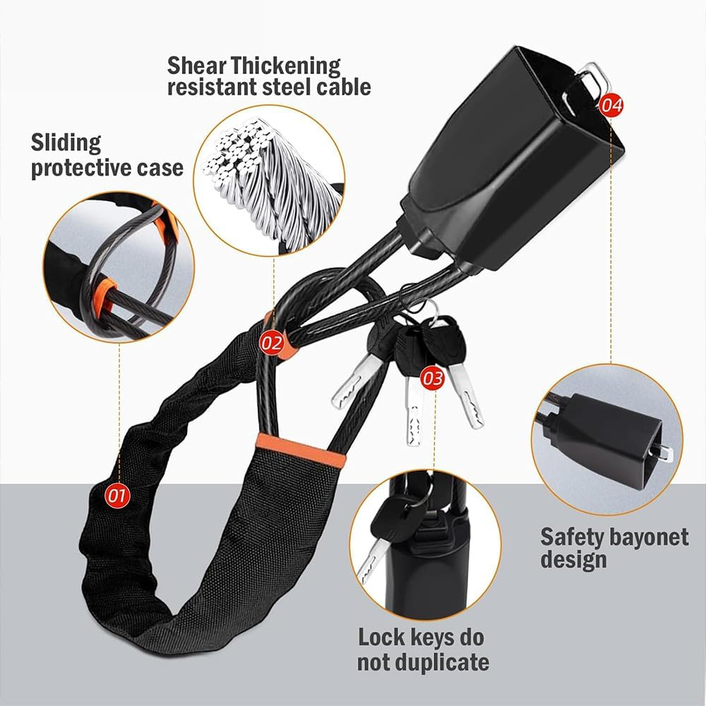 QOOWFEANIG Anti-Theft Car Seat Belt Lock,Heavy Duty Metal anti Theft Car Device Seat Belt Chain Lock with 3 Keys (Black) - Yellow image number 4